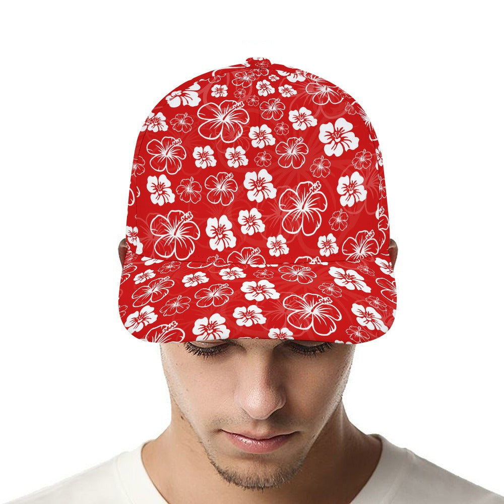 Red Hawaiian Print Baseball Cap Free Shipping
