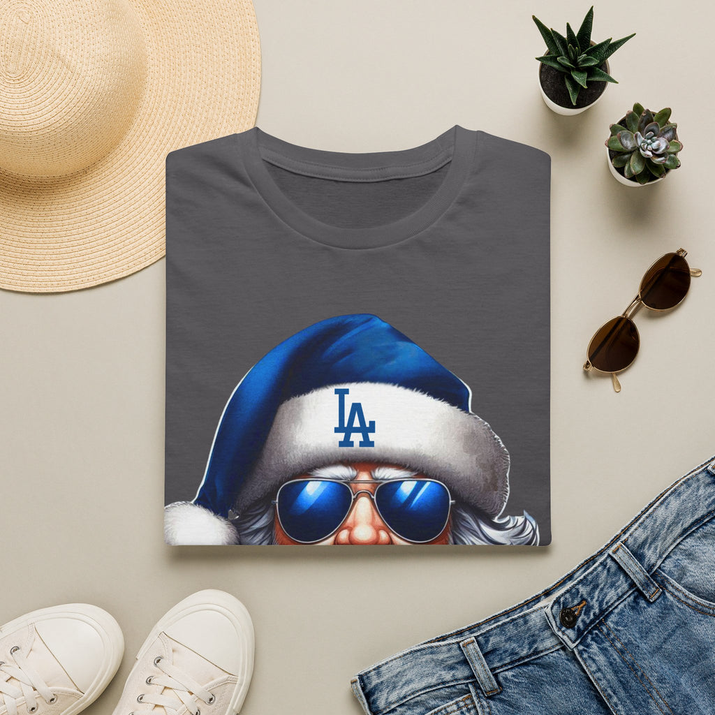 LA Dodgers Blue Santa T-Shirt — Cool Sunglasses Holiday Tee