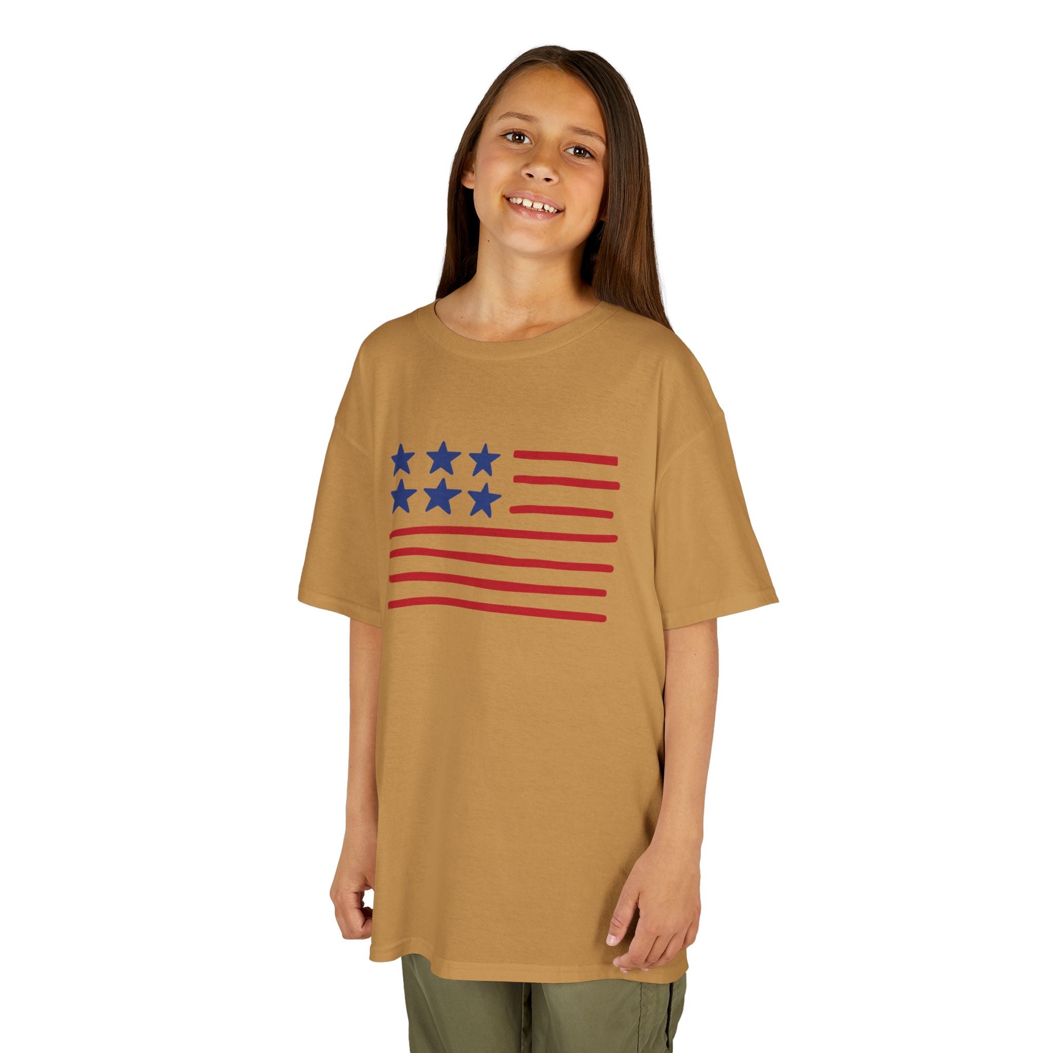 Stars and Stripes  Kids American Flag T-Shirt — Red & Blue Stars Stripe Patriotic Tee