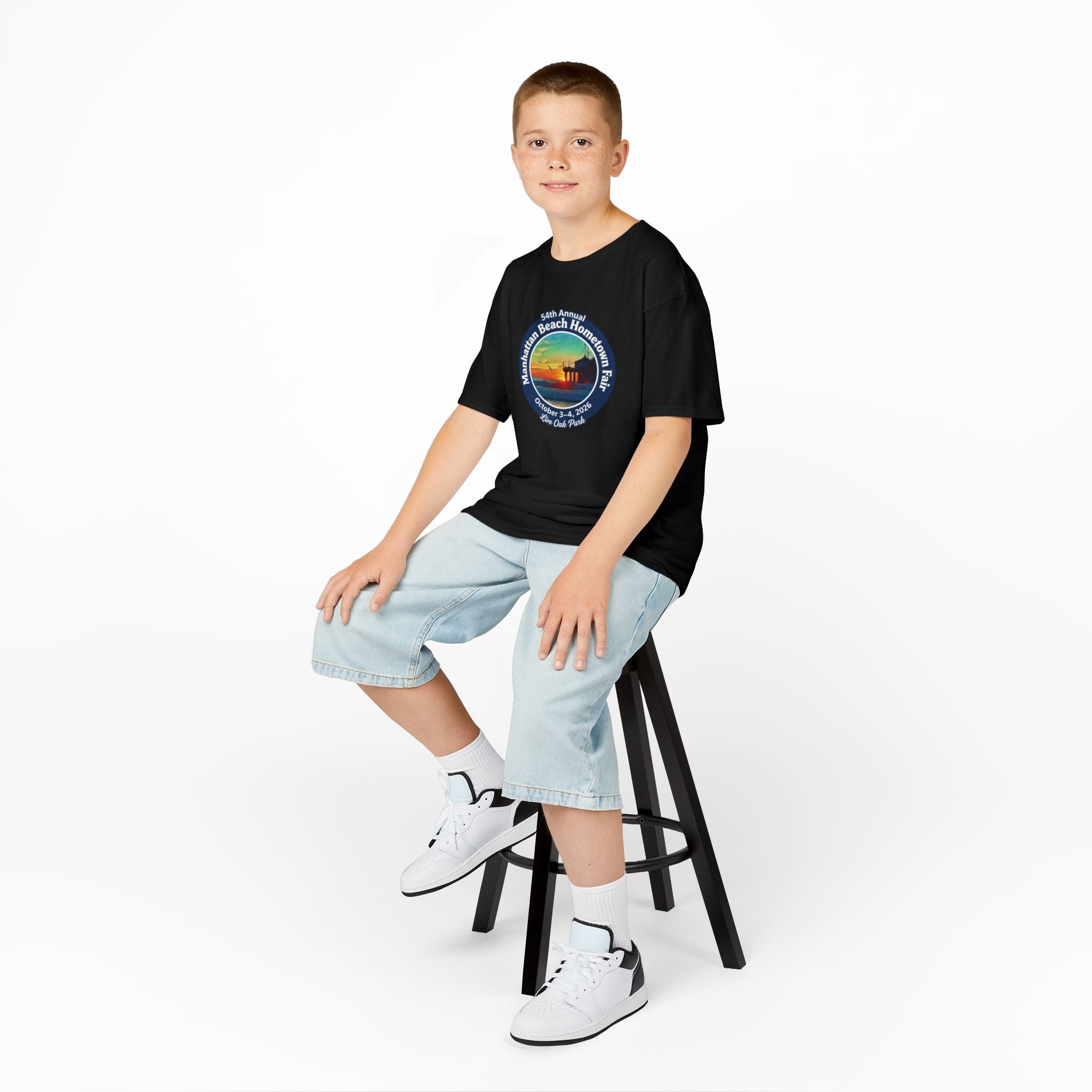 Kids Tee — Manhattan Beach Hometown Fair 2026 Sunset Logo