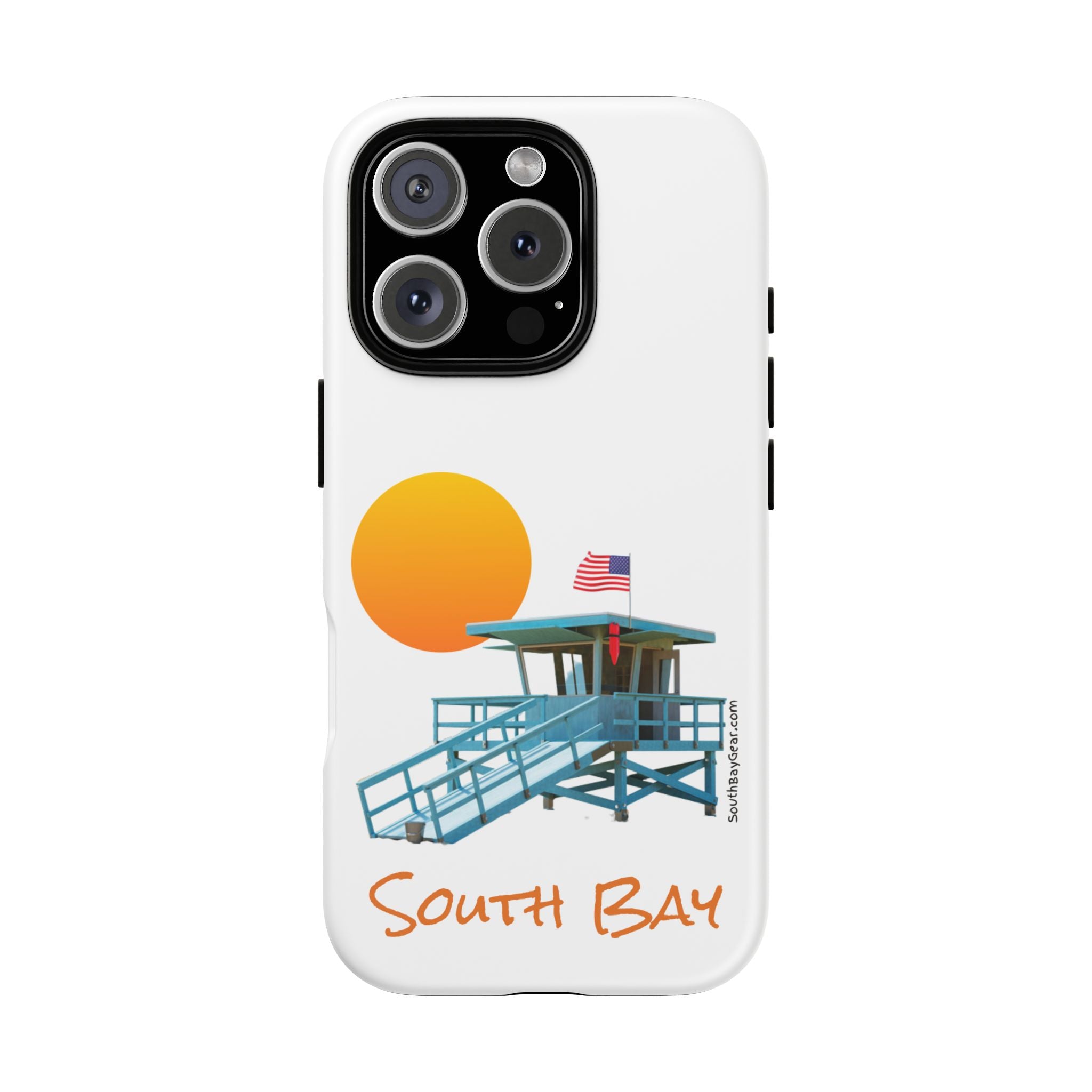South Bay Lifeguard Stand with American Flag Tough Phone Cases