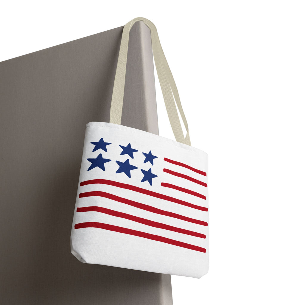 American Flag Stars & Stripes Tote Bag — Patriotic Canvas Beach Grocery Bag