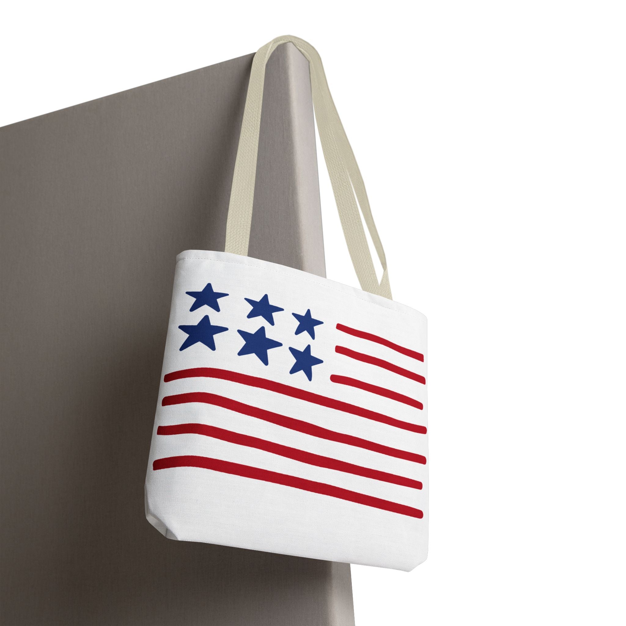 American Flag Stars & Stripes Tote Bag — Patriotic Canvas Beach Grocery Bag