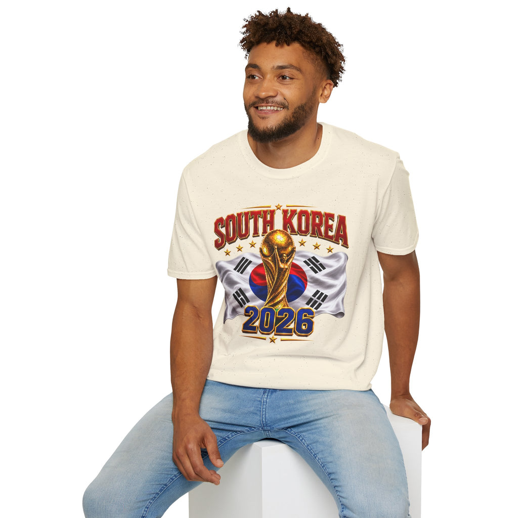 South Korea 2026 Soccer World Cup T-Shirt — Korean Flag & Trophy Football Fan Tee