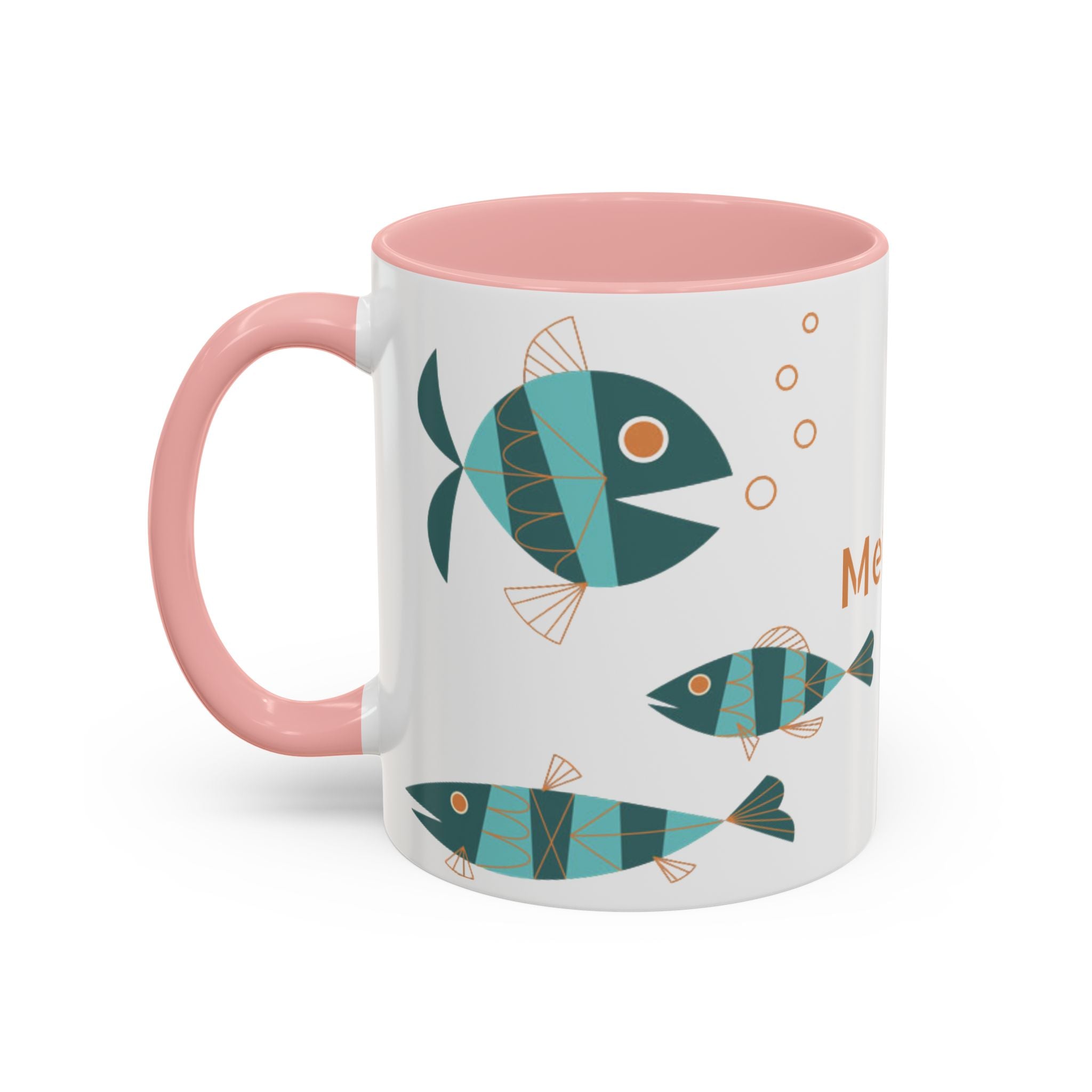 Metlox Pottery Teal Geometric Fish Mug | Accent Coffee Mug