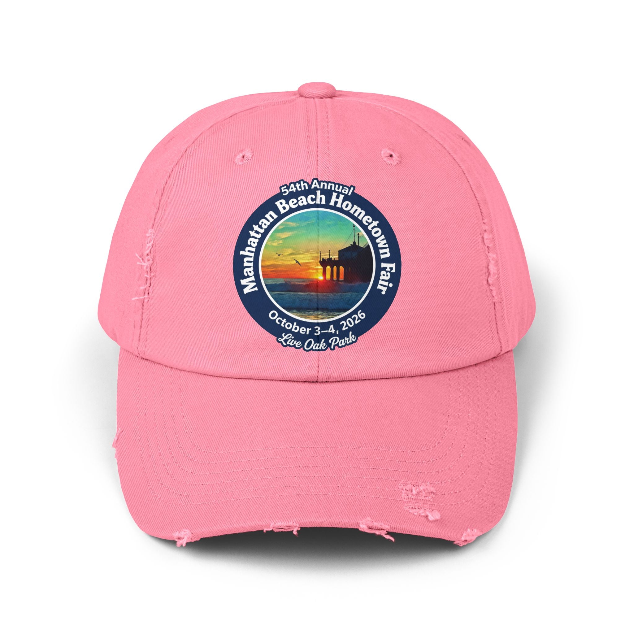 Distressed Baseball Cap - Manhattan Beach Hometown Fair 2026 Sunset Logo
