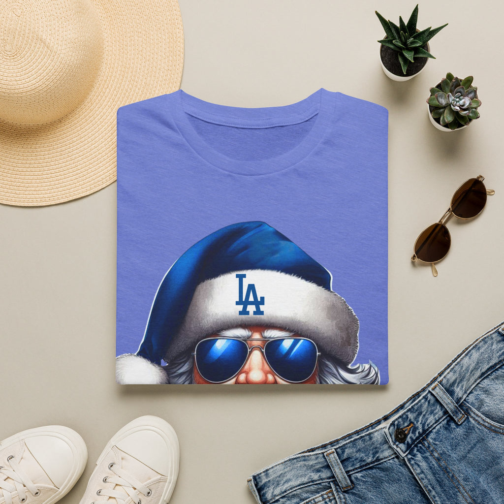 LA Dodgers Blue Santa T-Shirt — Cool Sunglasses Holiday Tee