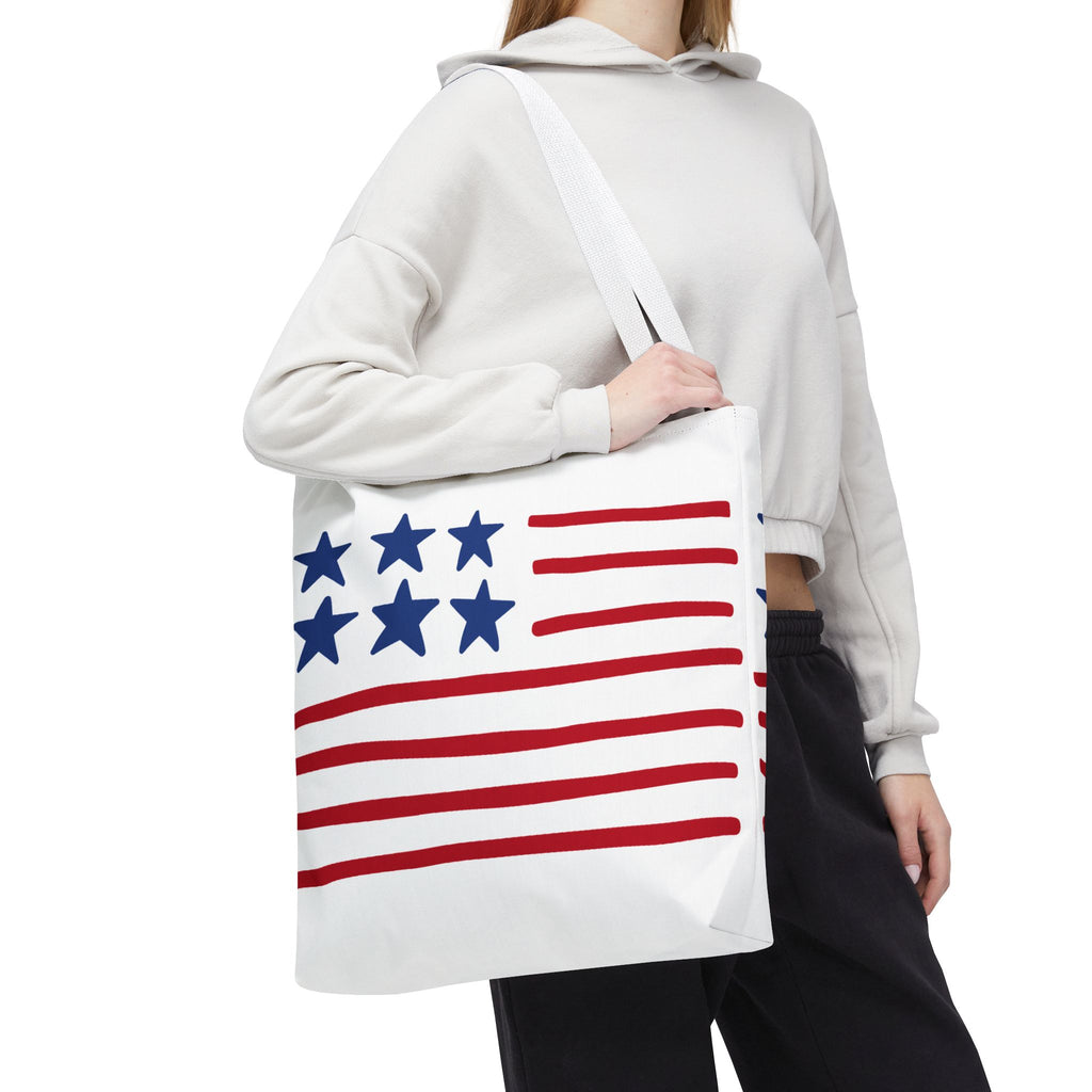 American Flag Stars & Stripes Tote Bag — Patriotic Canvas Beach Grocery Bag