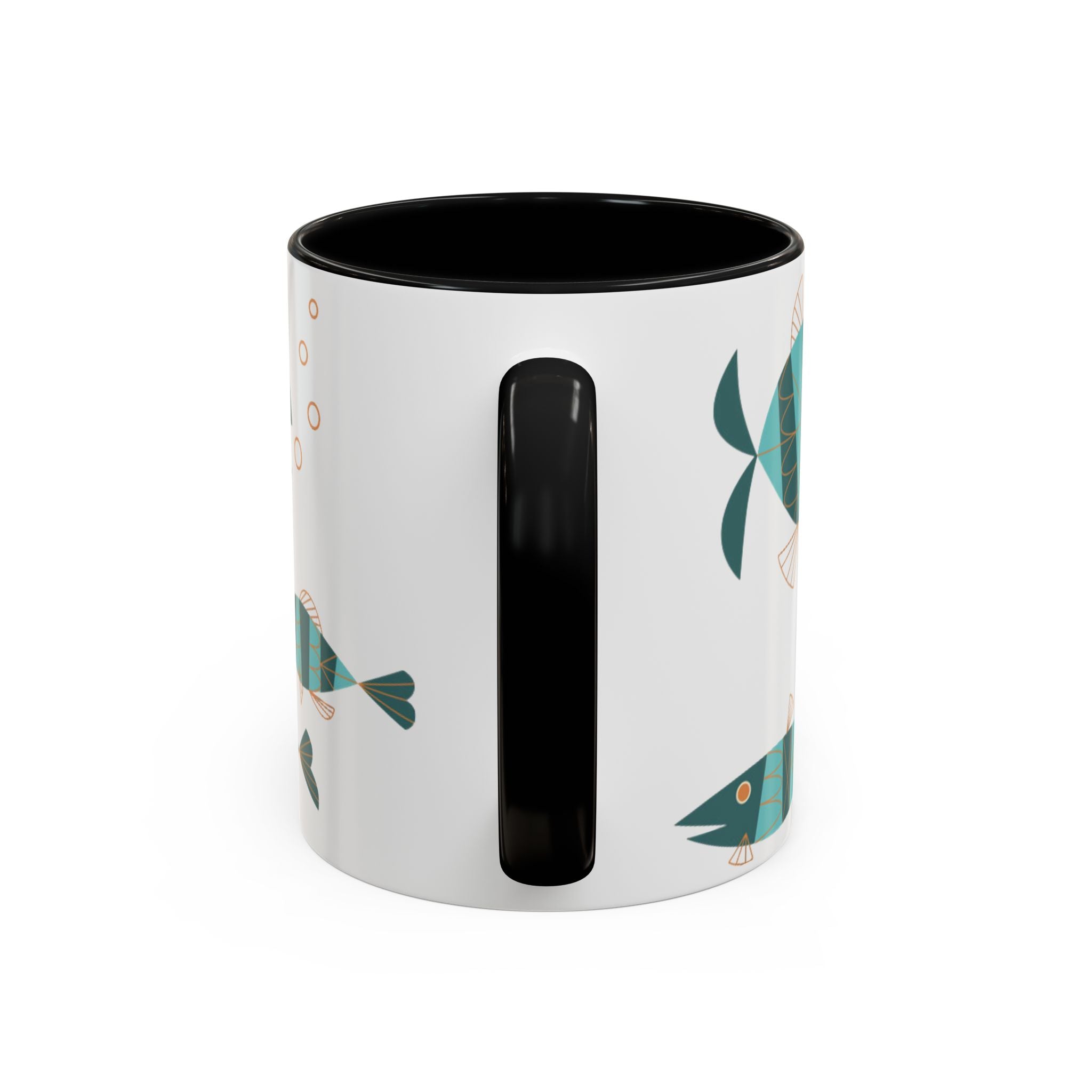 Metlox Pottery Teal Geometric Fish Mug | Accent Coffee Mug