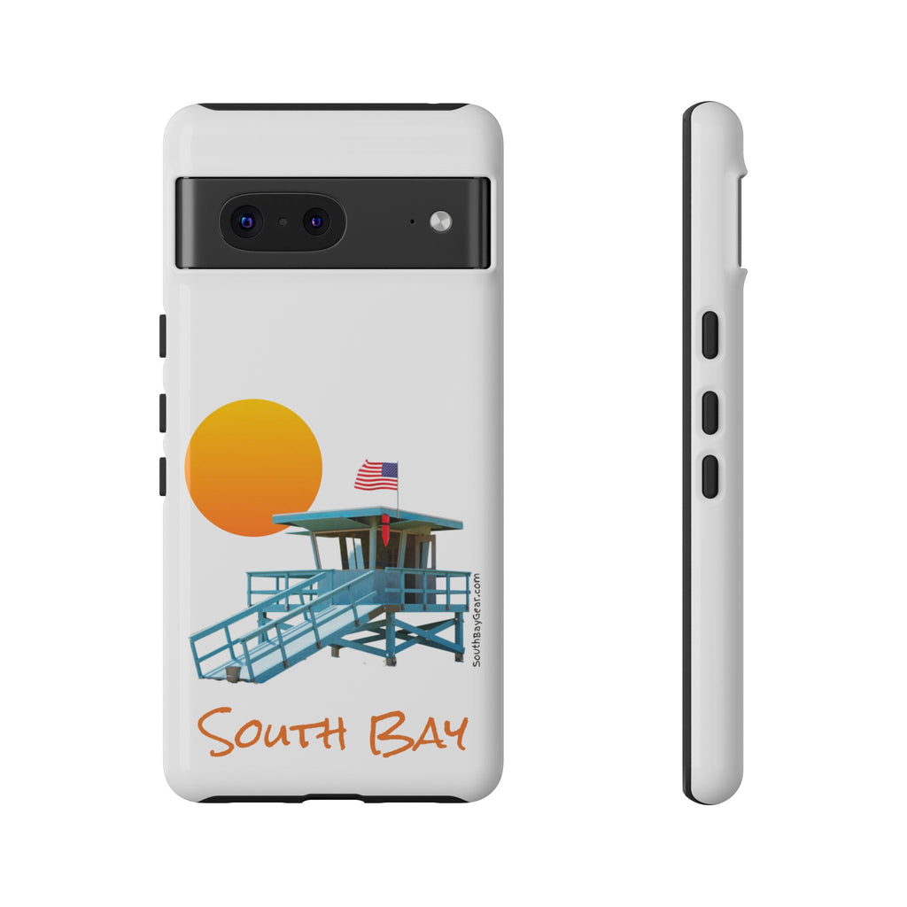South Bay Lifeguard Stand with American Flag Tough Phone Cases