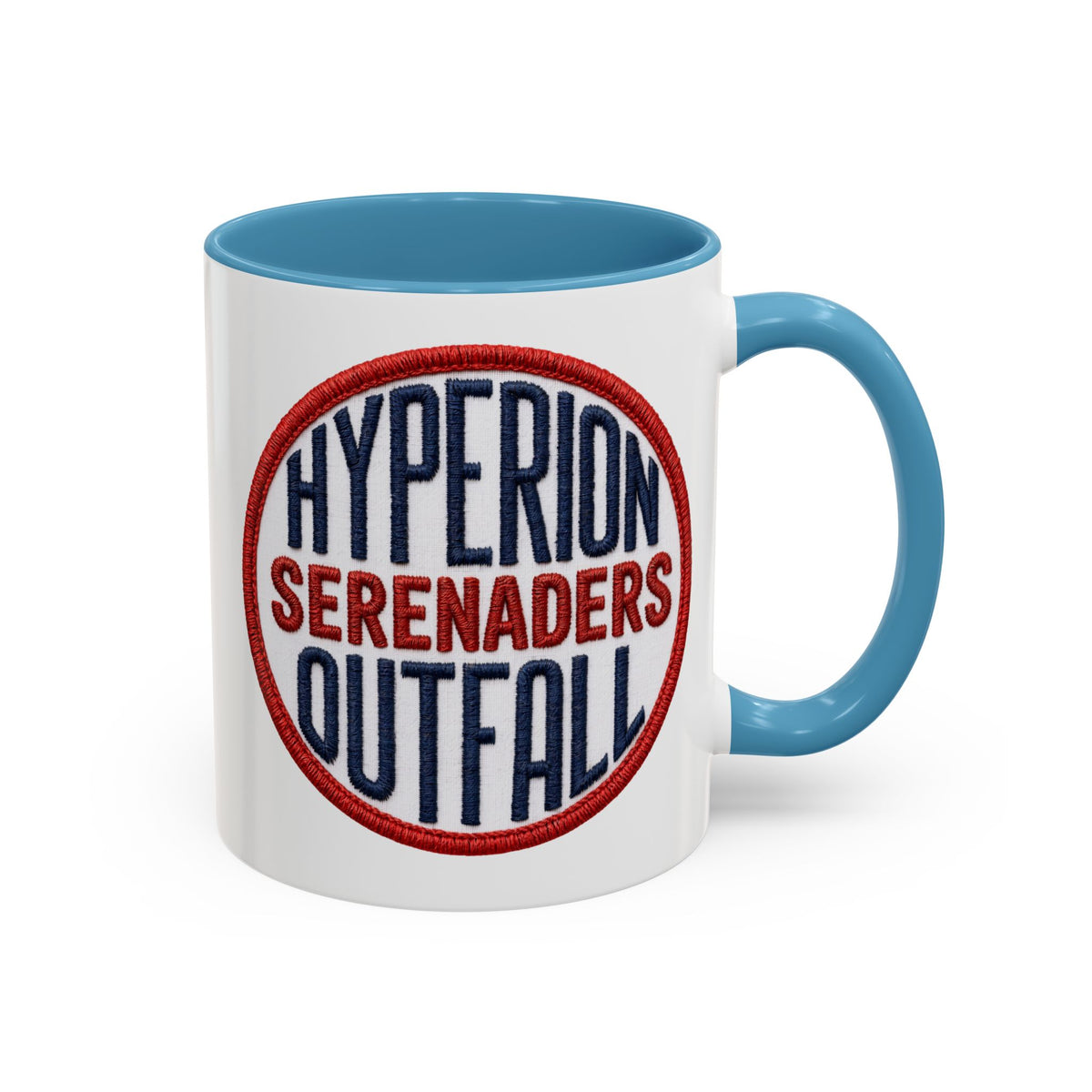 Accent Coffee Mug — "Hyperion Serenaders Outfall" Retro Patch Ceramic Mug (11/15oz)