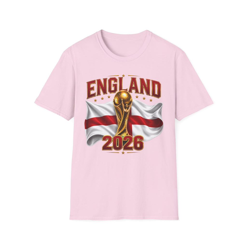 England 2026 World Cup T-Shirt — Gold Trophy & St George’s Flag Soccer Fan Tee