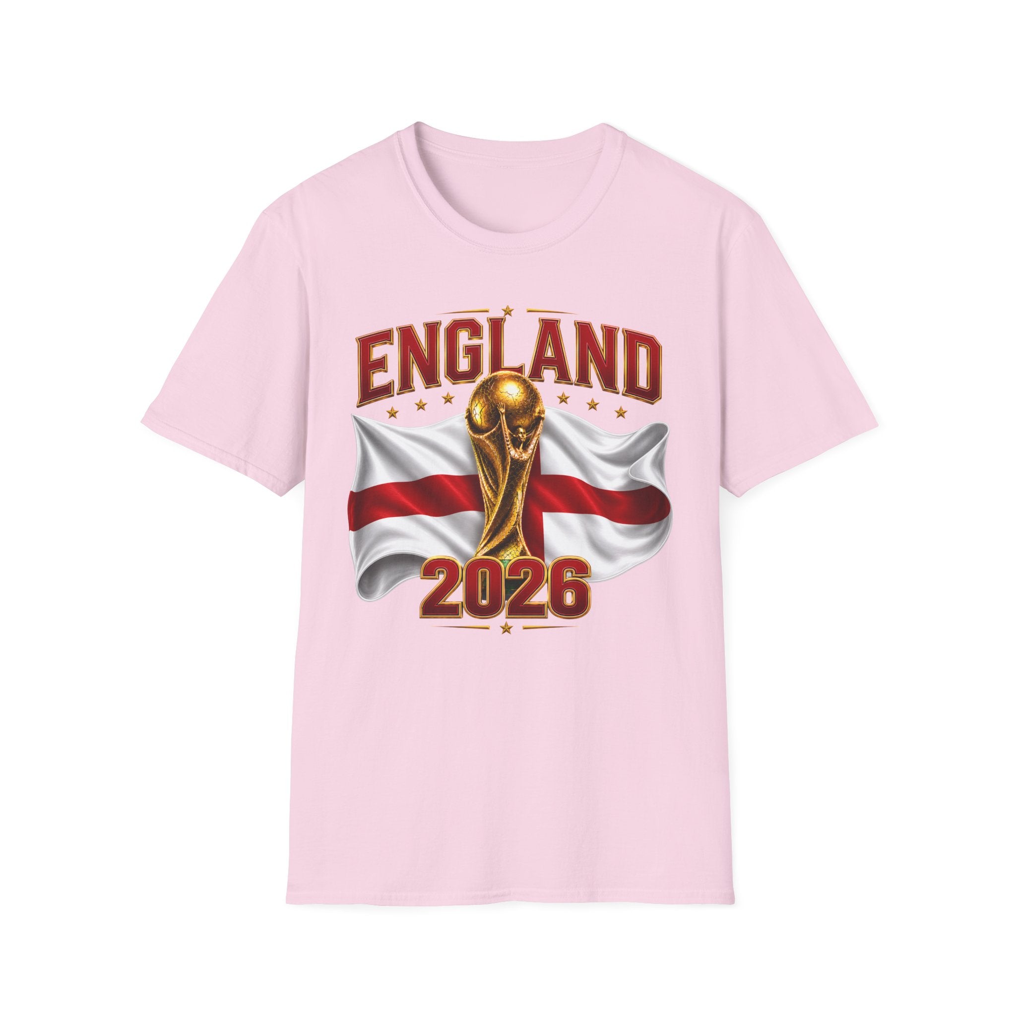 England 2026 World Cup T-Shirt — Gold Trophy & St George’s Flag Soccer Fan Tee