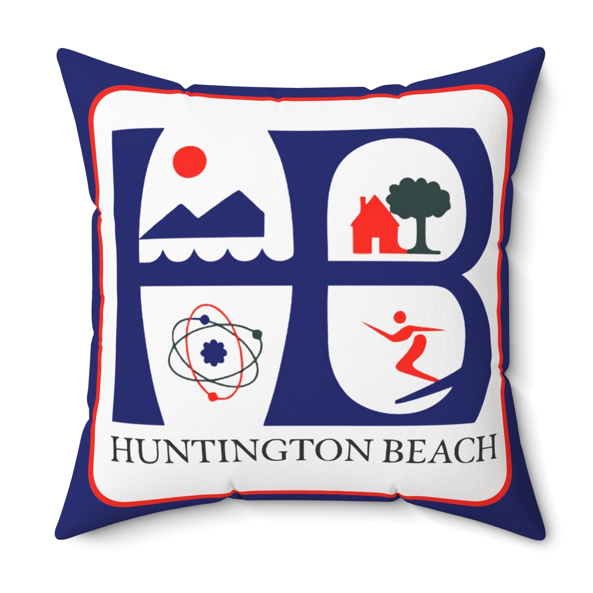 Huntington Beach Icon Pillow — Coastal Surf & Community Decorative Throw Pillow
