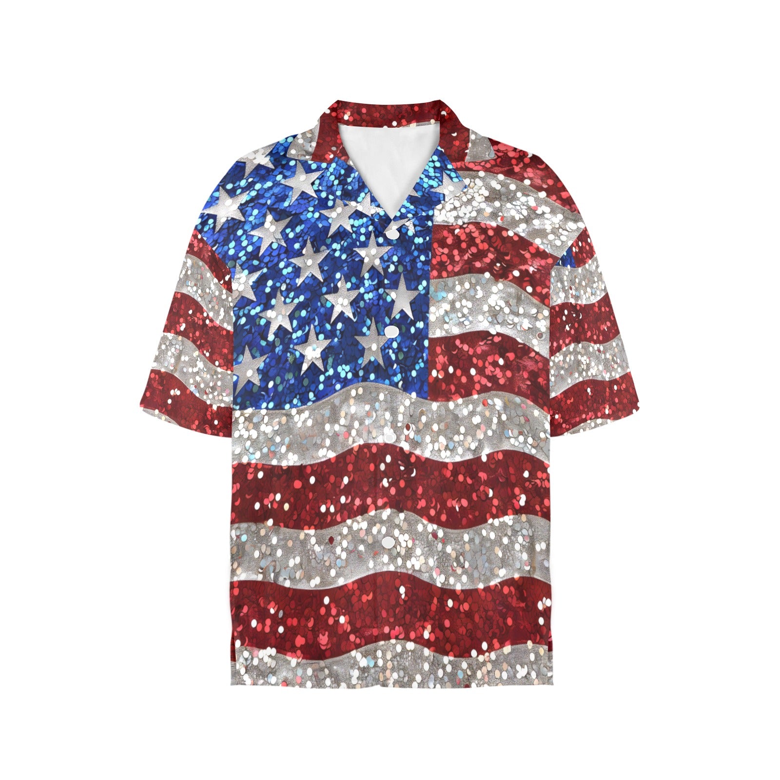 American Flag Style Women's All Over Print Shirt Made in USA