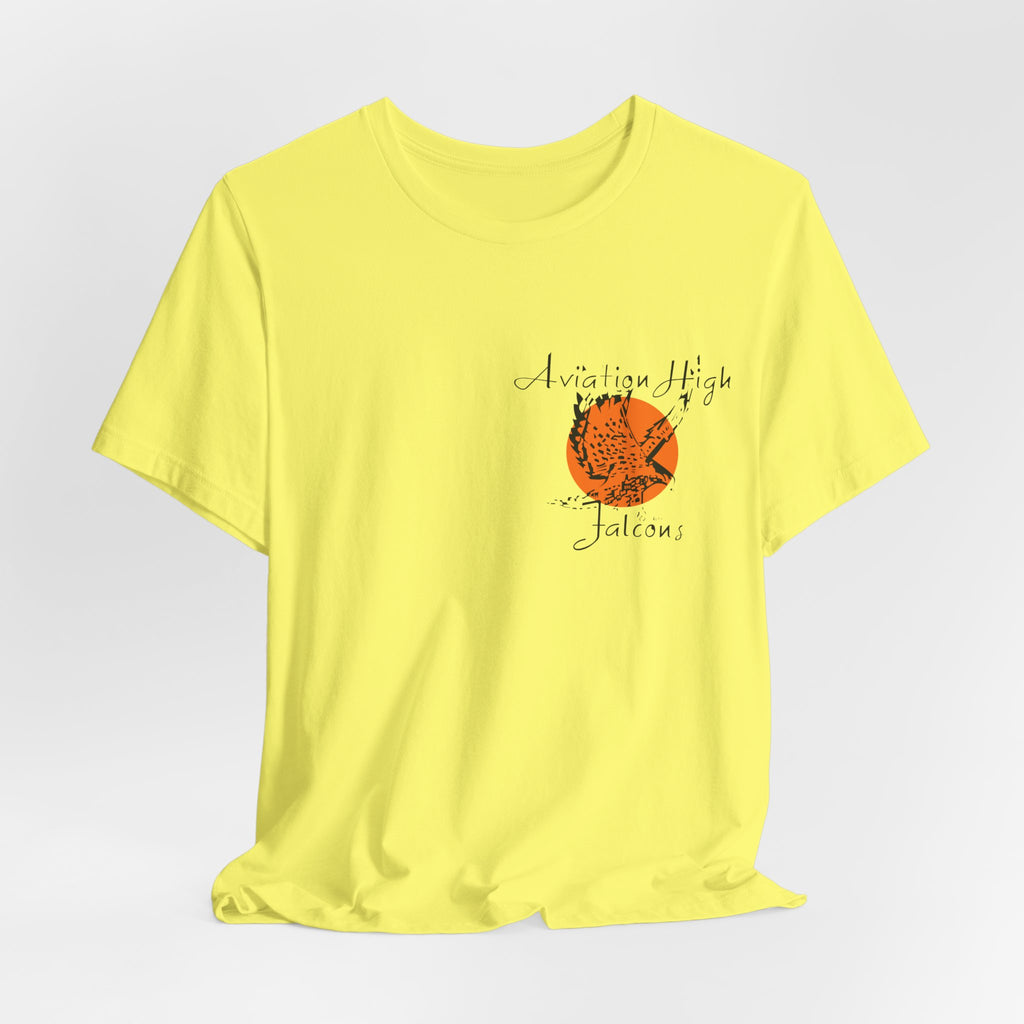 Aviation High School Signage Logo - Many Colors - Unisex Jersey Short Sleeve Tee