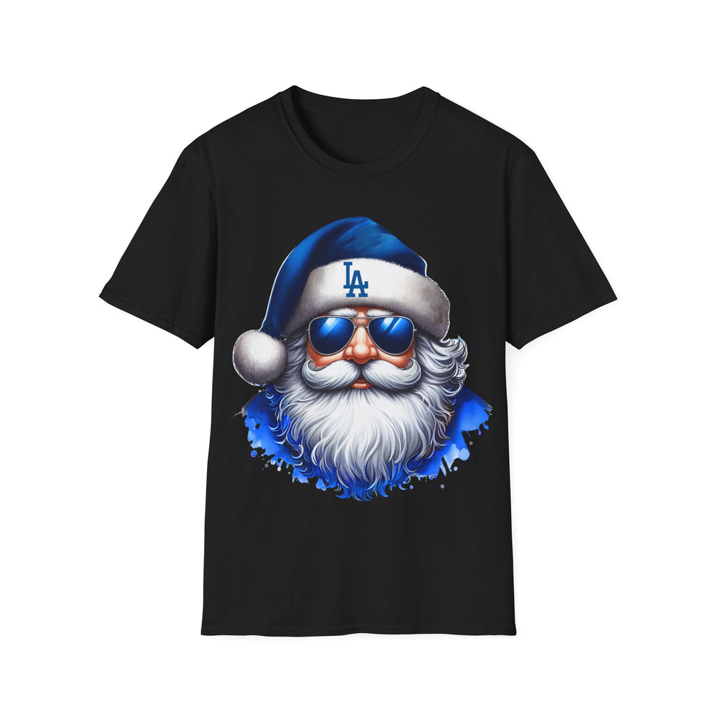 LA Dodgers Blue Santa T-Shirt — Cool Sunglasses Holiday Tee