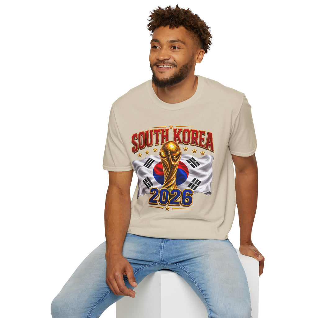 South Korea 2026 Soccer World Cup T-Shirt — Korean Flag & Trophy Football Fan Tee