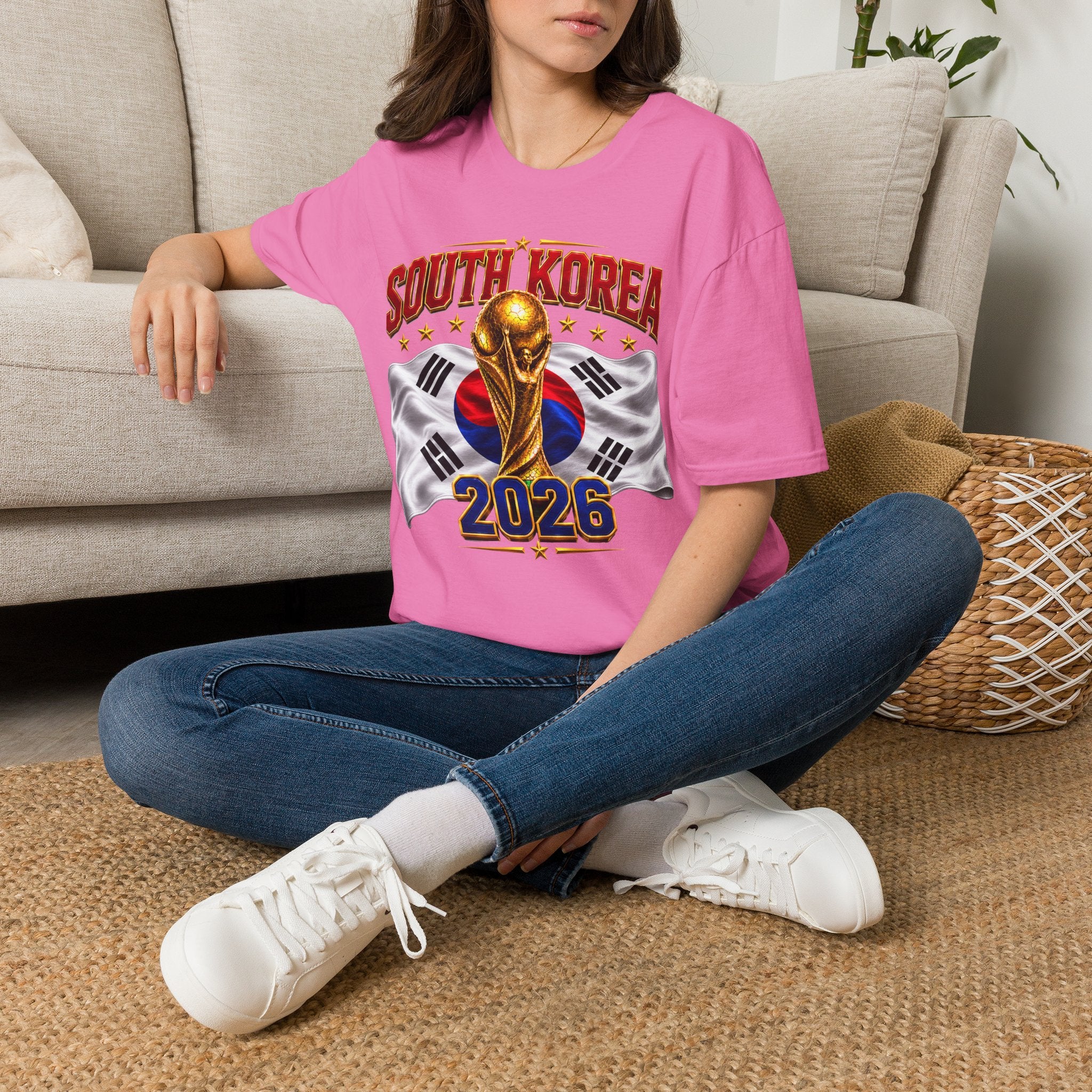 South Korea 2026 Soccer World Cup T-Shirt — Korean Flag & Trophy Football Fan Tee