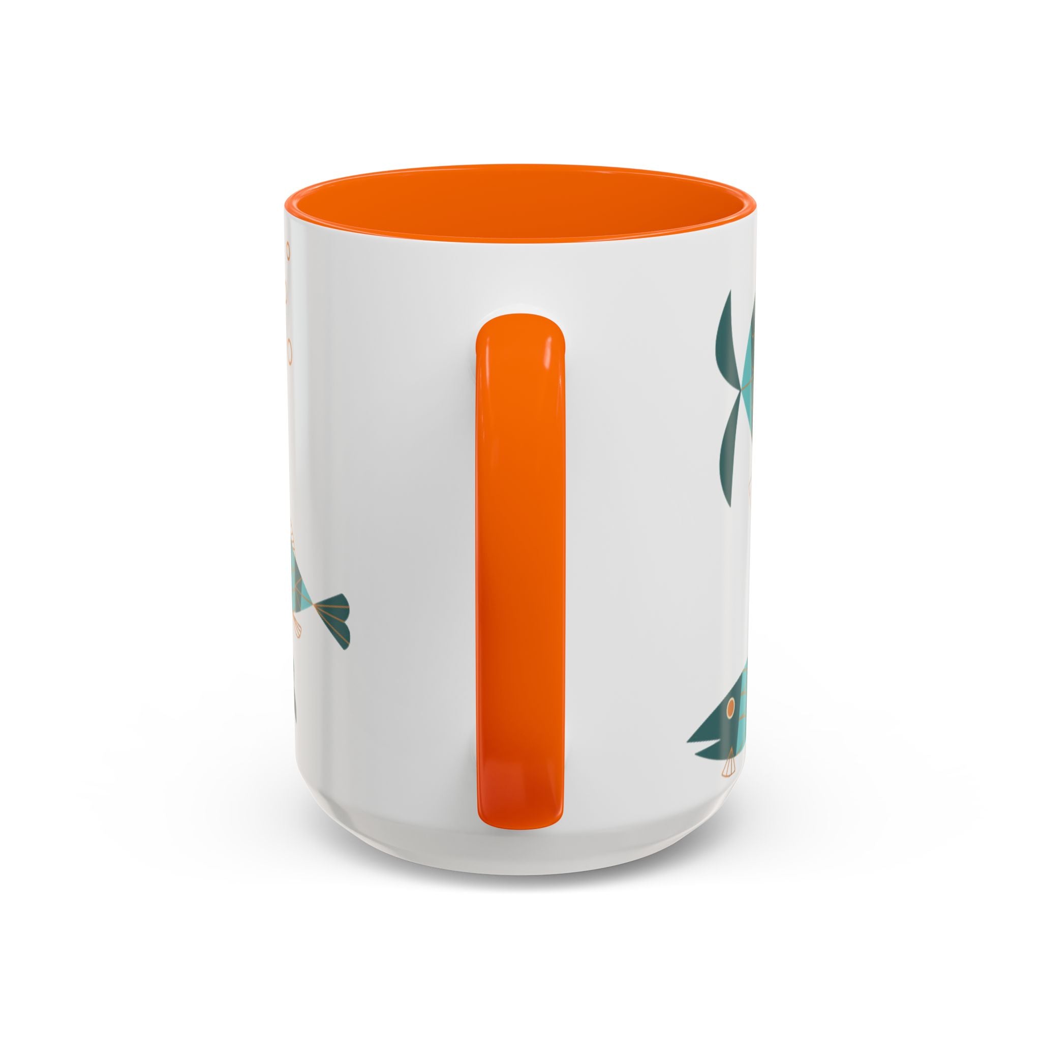 Metlox Pottery Teal Geometric Fish Mug | Accent Coffee Mug