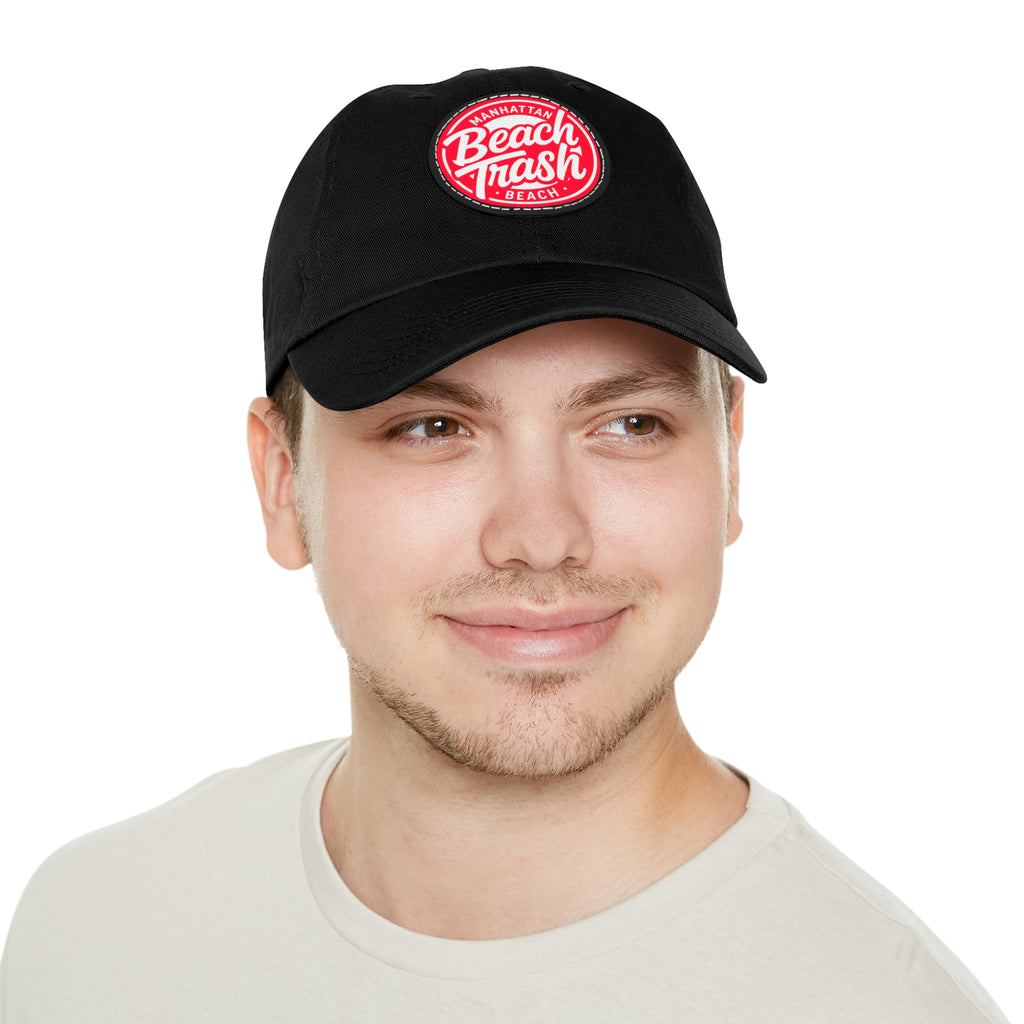 Proud to be Called Beach Trash Manhattan Beach  Leather Patch Dad Hat — Vintage Manhattan Beach Logo