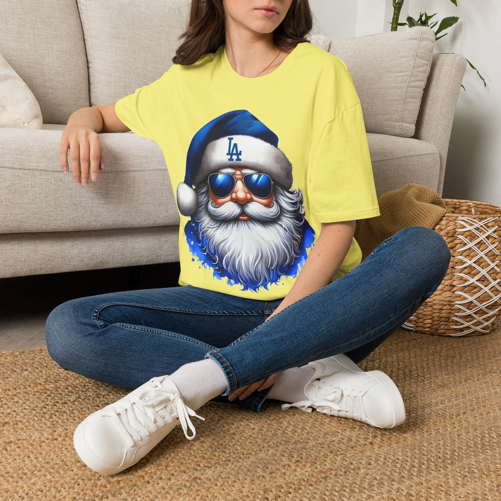 LA Dodgers Blue Santa T-Shirt — Cool Sunglasses Holiday Tee