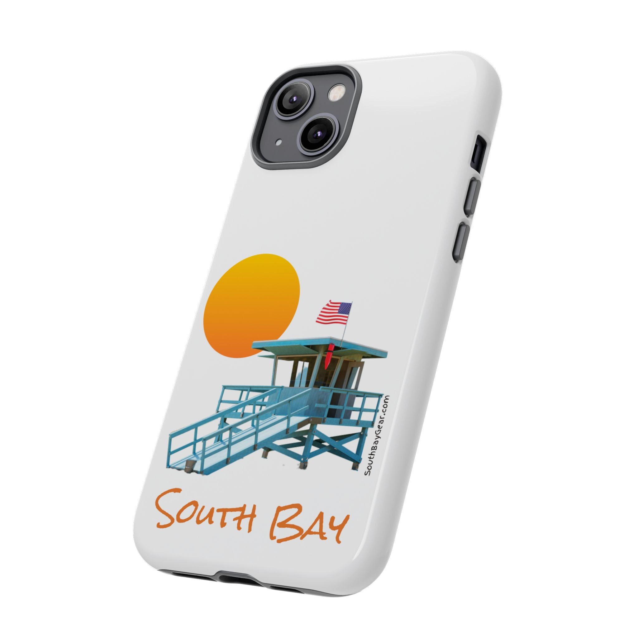South Bay Lifeguard Stand with American Flag Tough Phone Cases