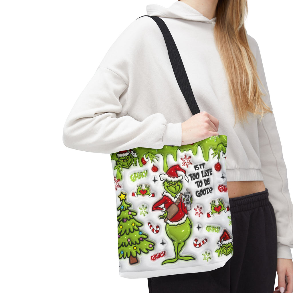 Christmas Tote Bag, Holiday Shopping Bag, Grinch Gift, Festive Reusable Bag, Cute Winter Accessory