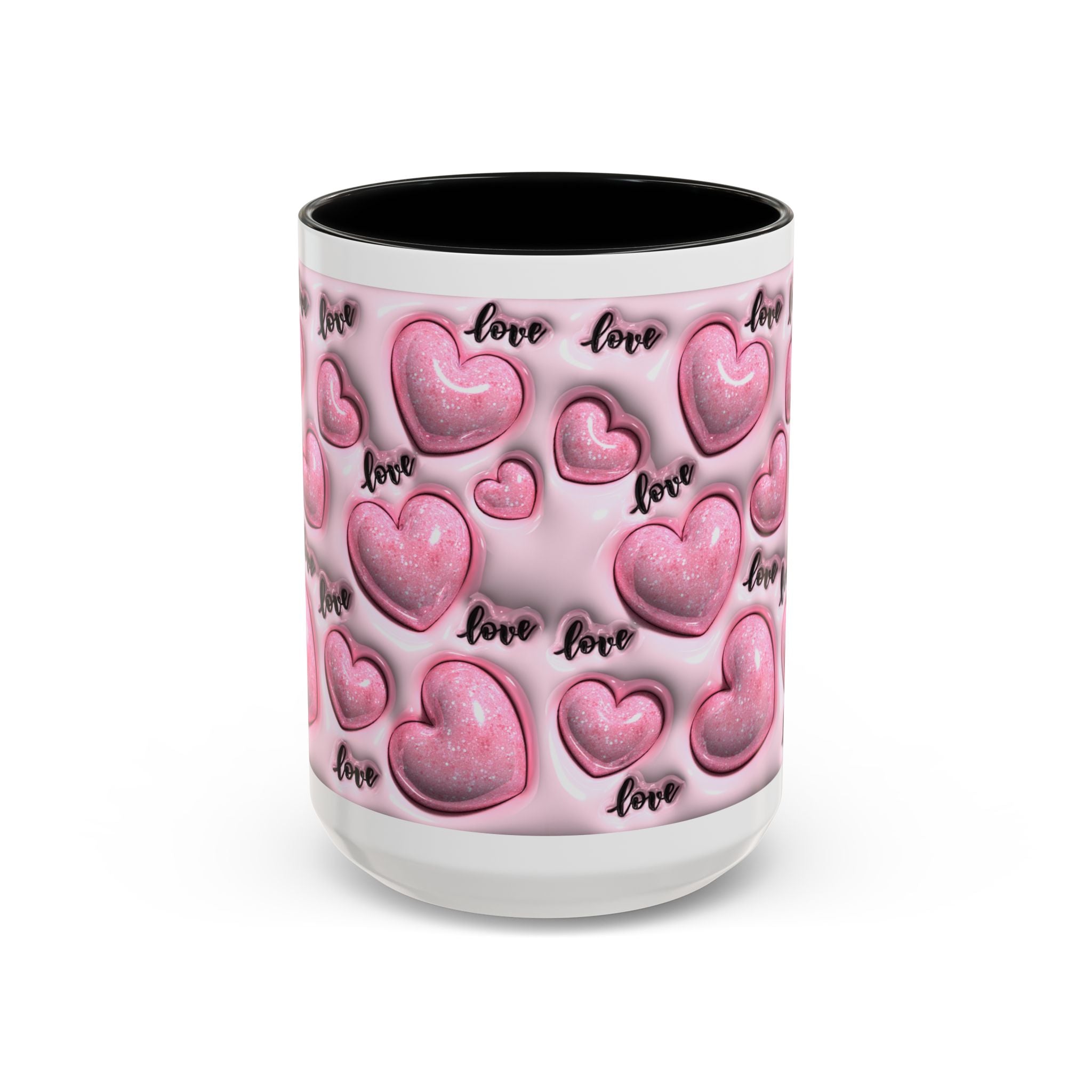 Pink Heart Pattern love Mug | Accent Coffee Mug 11oz 15oz