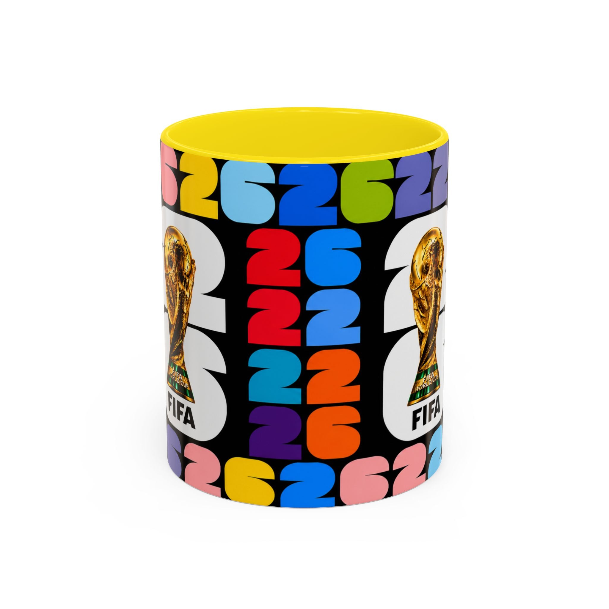 2026 World Cup Accent Coffee Mug – Colorful FIFA Trophy Design (11/15oz)