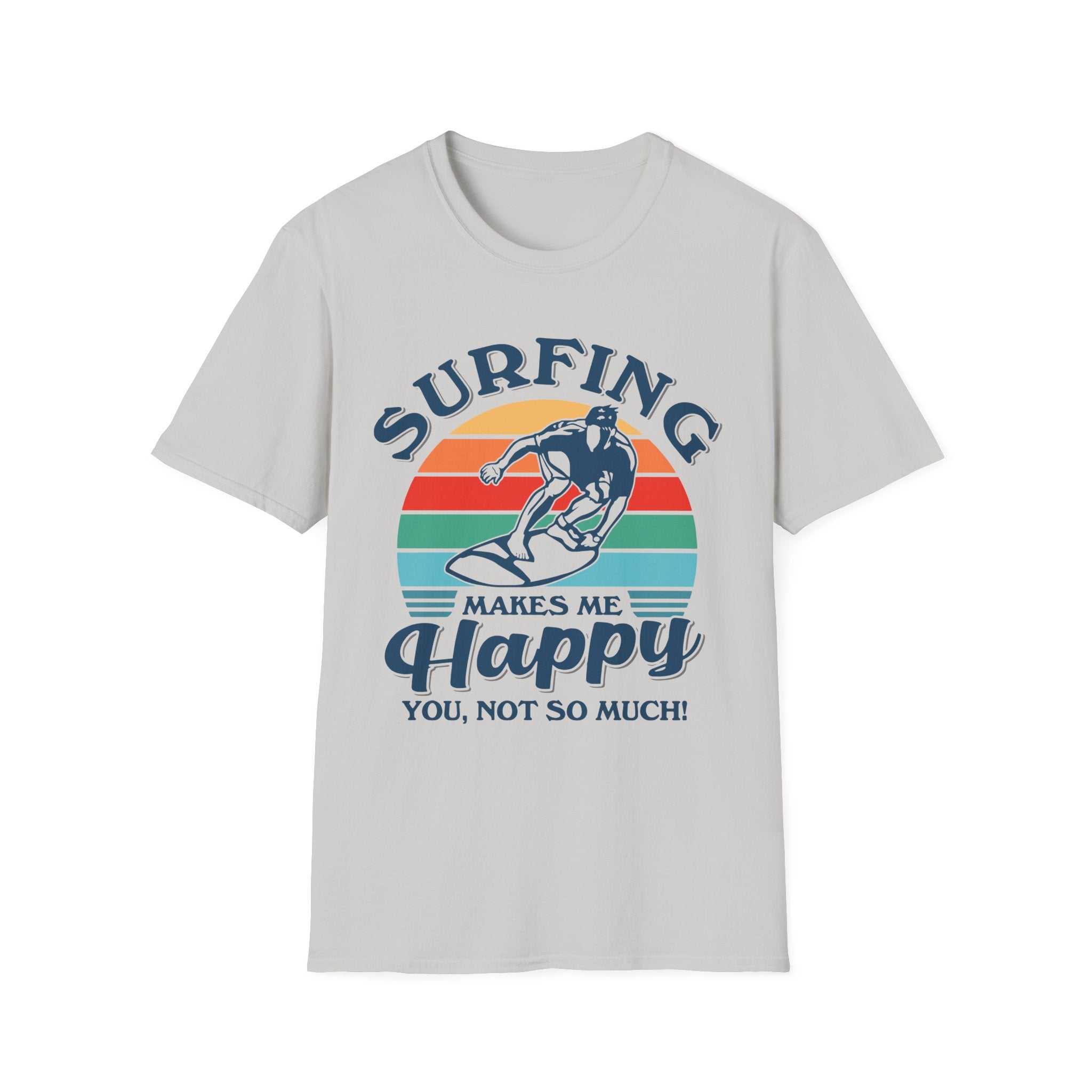 Surfing Makes Me Happy T-Shirt | Retro Sunset Surfer Graphic