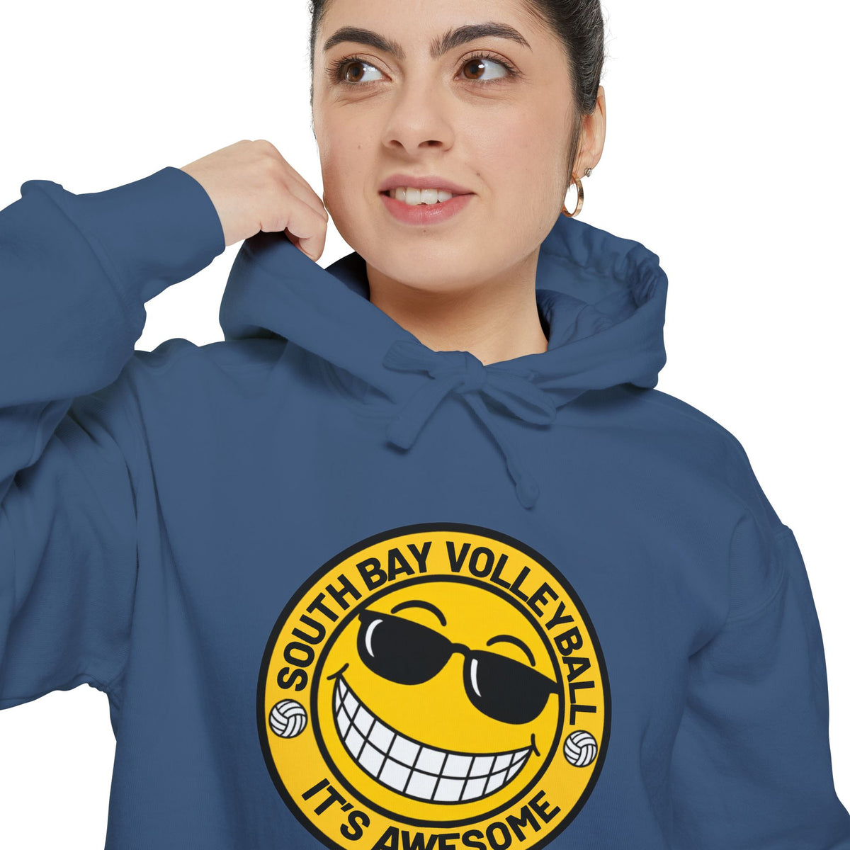 Volleyball Smiley Hoodie — "South Bay Volleyball It's Awesome" Crewneck