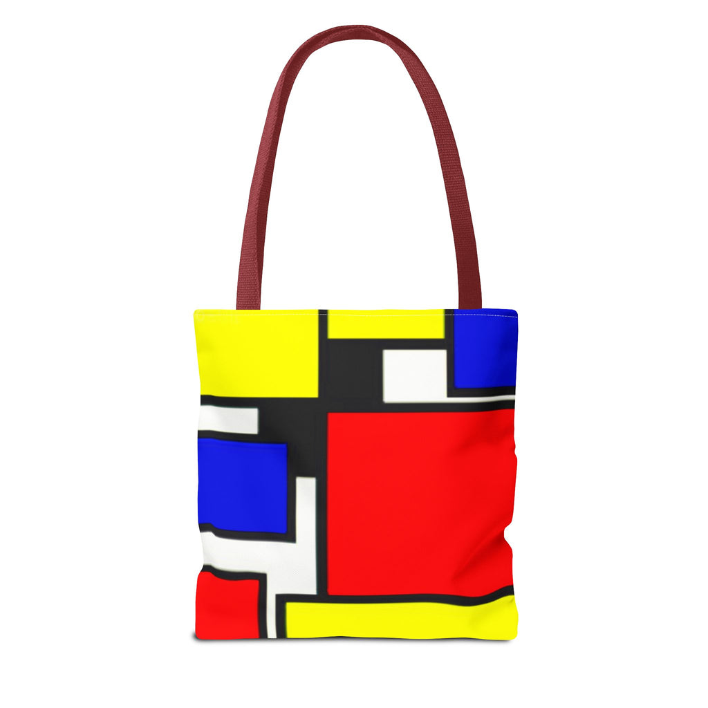C'mon Get Happy Primary Color Geometric Grid Tote Bag | 1970s Abstract Art