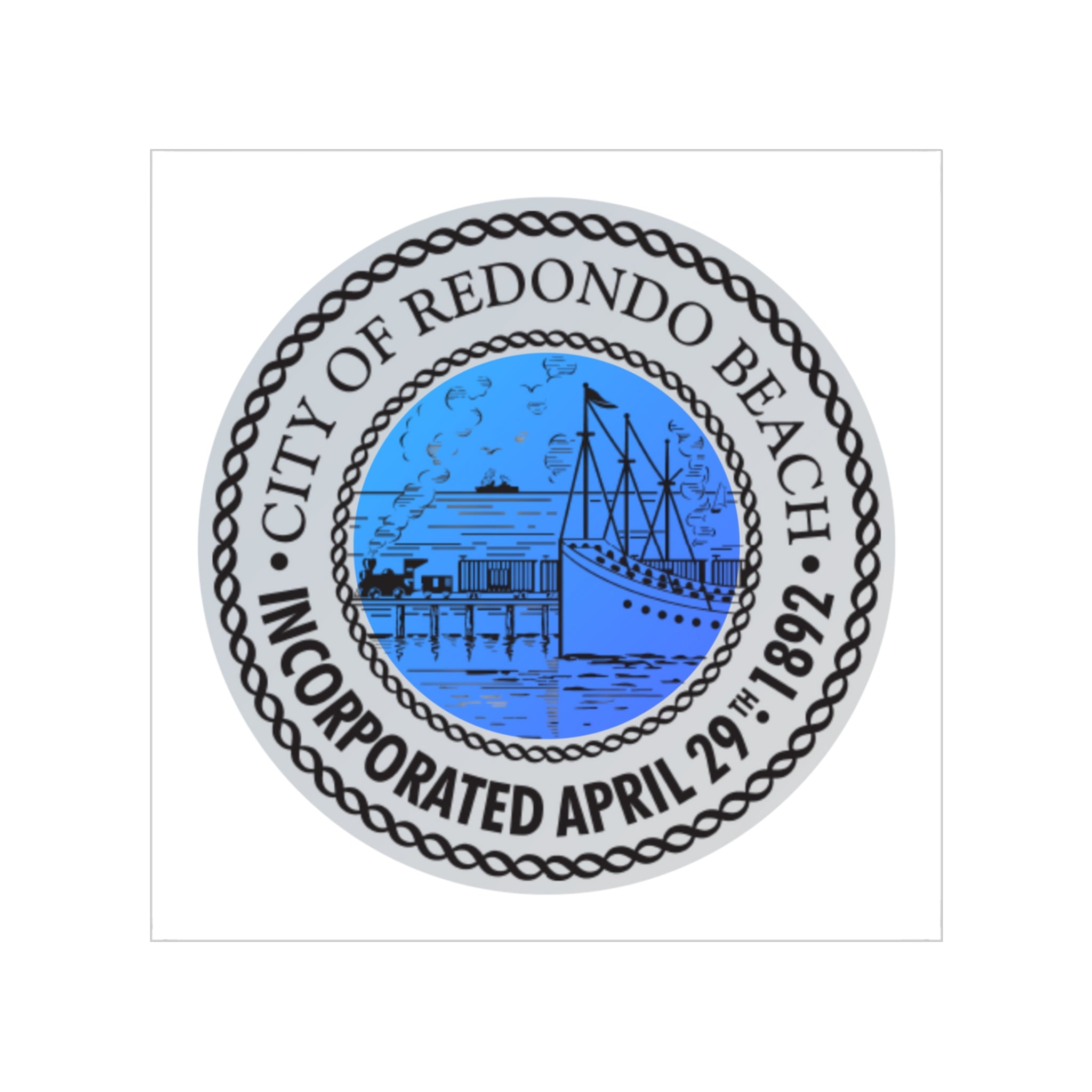 Redondo Beach California Transparent Outdoor Stickers, Square, 1pc