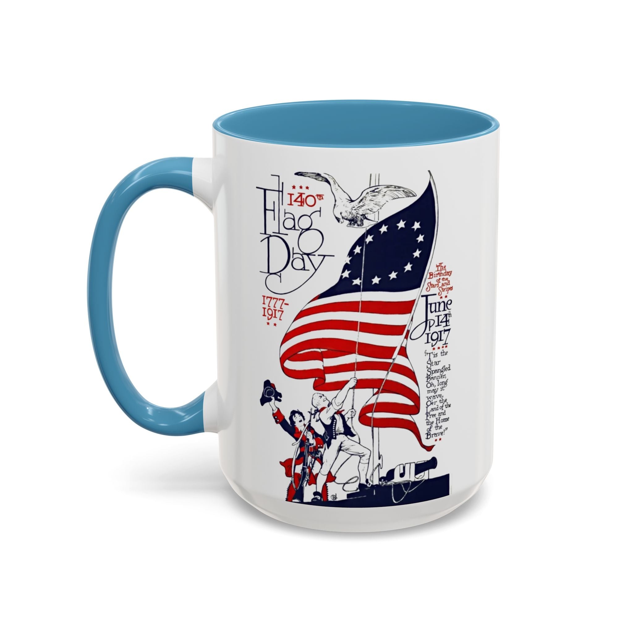 Flag Day Illustration Original Artwork 1917  Mug | American Flag Sailors Accent Coffee Mug