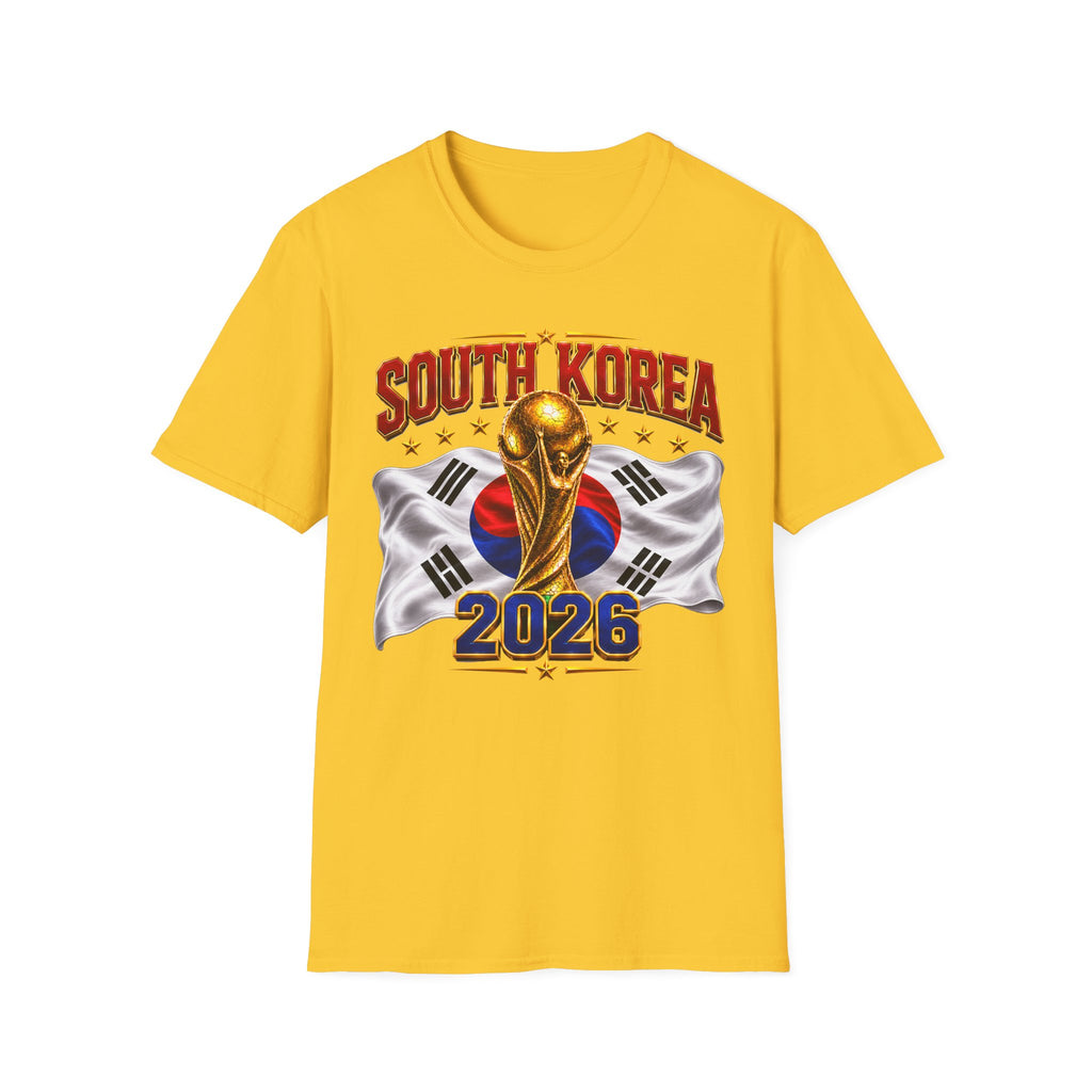 South Korea 2026 Soccer World Cup T-Shirt — Korean Flag & Trophy Football Fan Tee