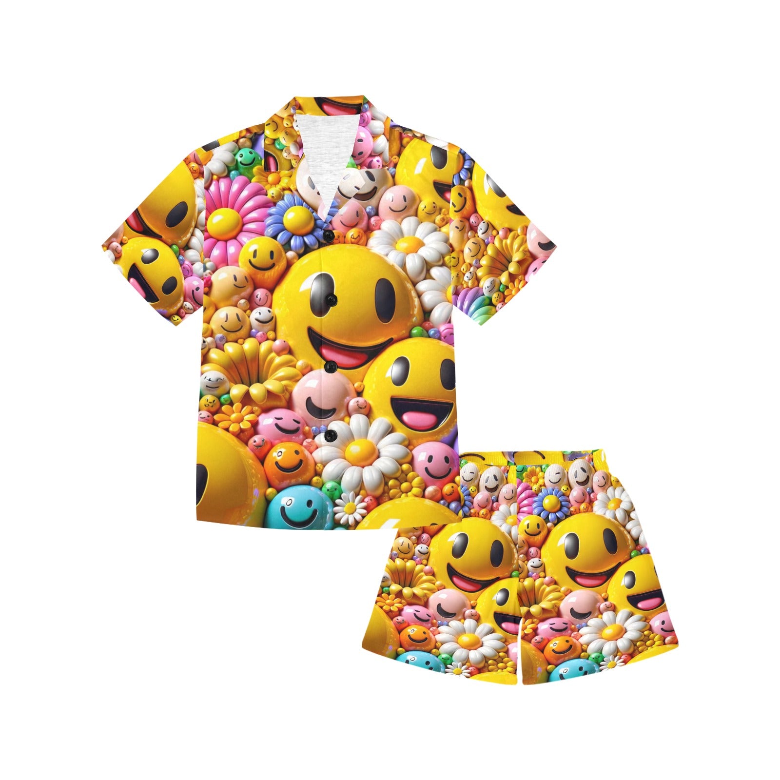 Emoji Little Girls' V-Neck Short Pajama Set
