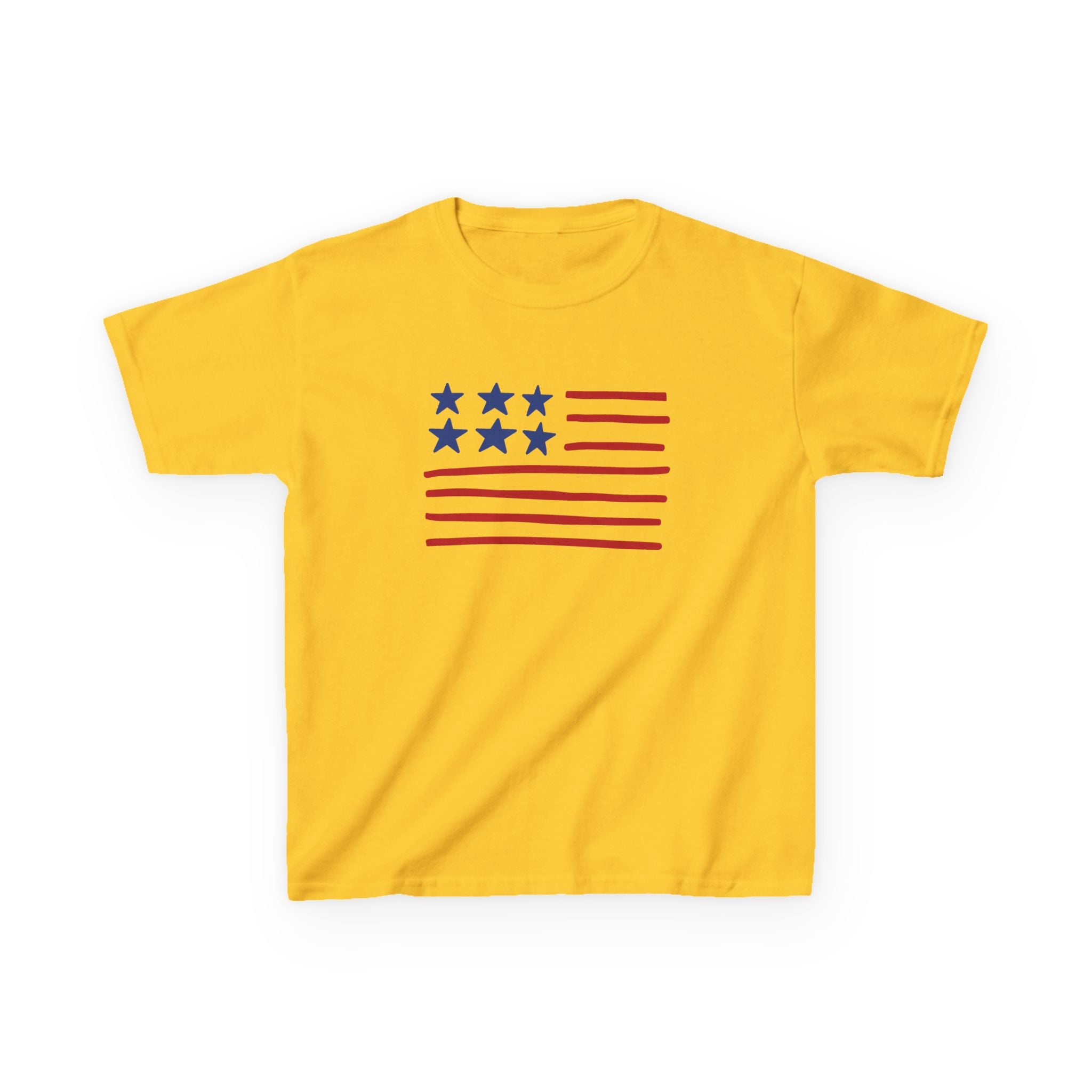 Stars and Stripes  Kids American Flag T-Shirt — Red & Blue Stars Stripe Patriotic Tee