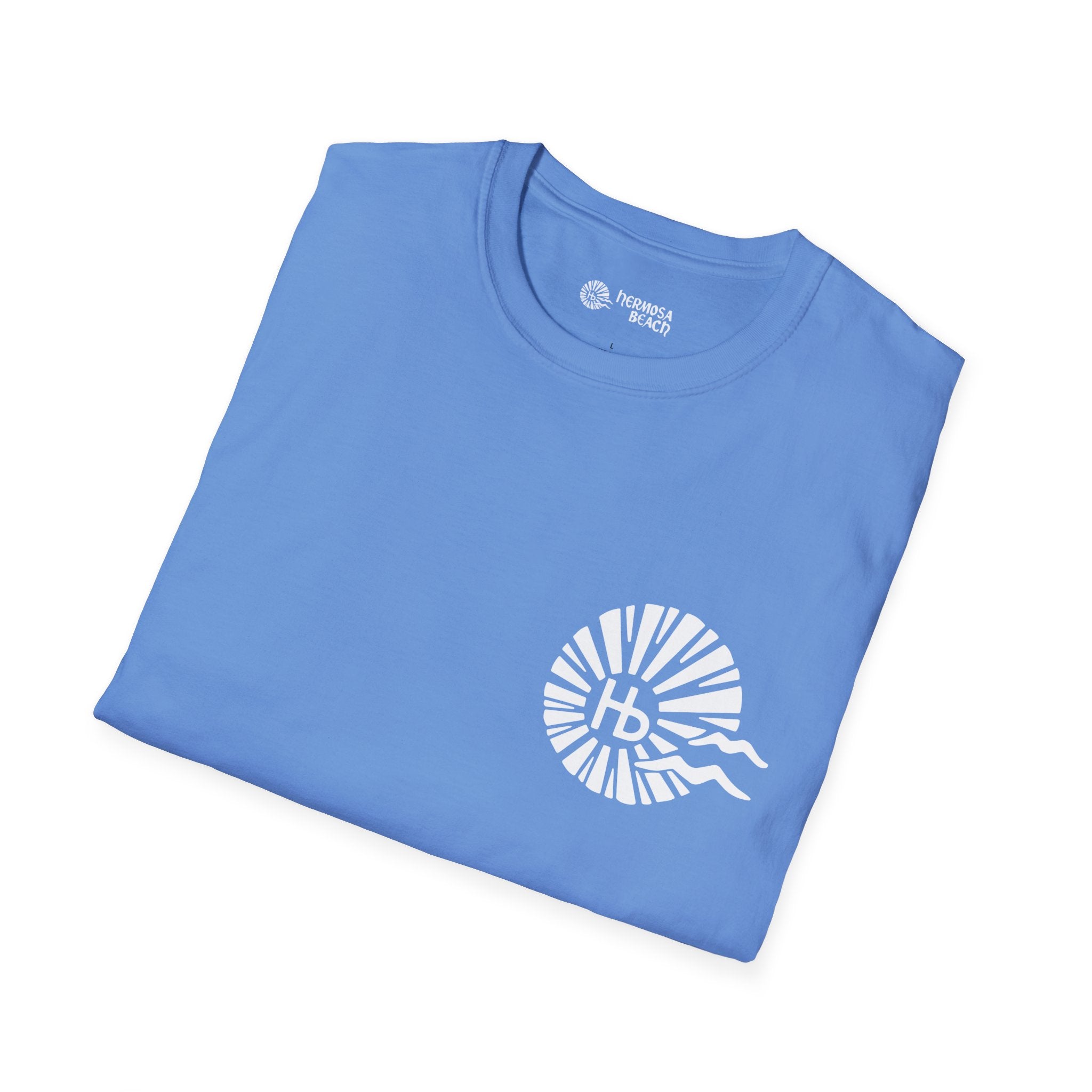 Hermosa Beach Sunburst Wave T-Shirt (printed front back neck) | Hb Minimal Logo Tee