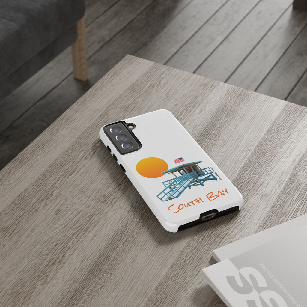 South Bay Lifeguard Stand with American Flag Tough Phone Cases
