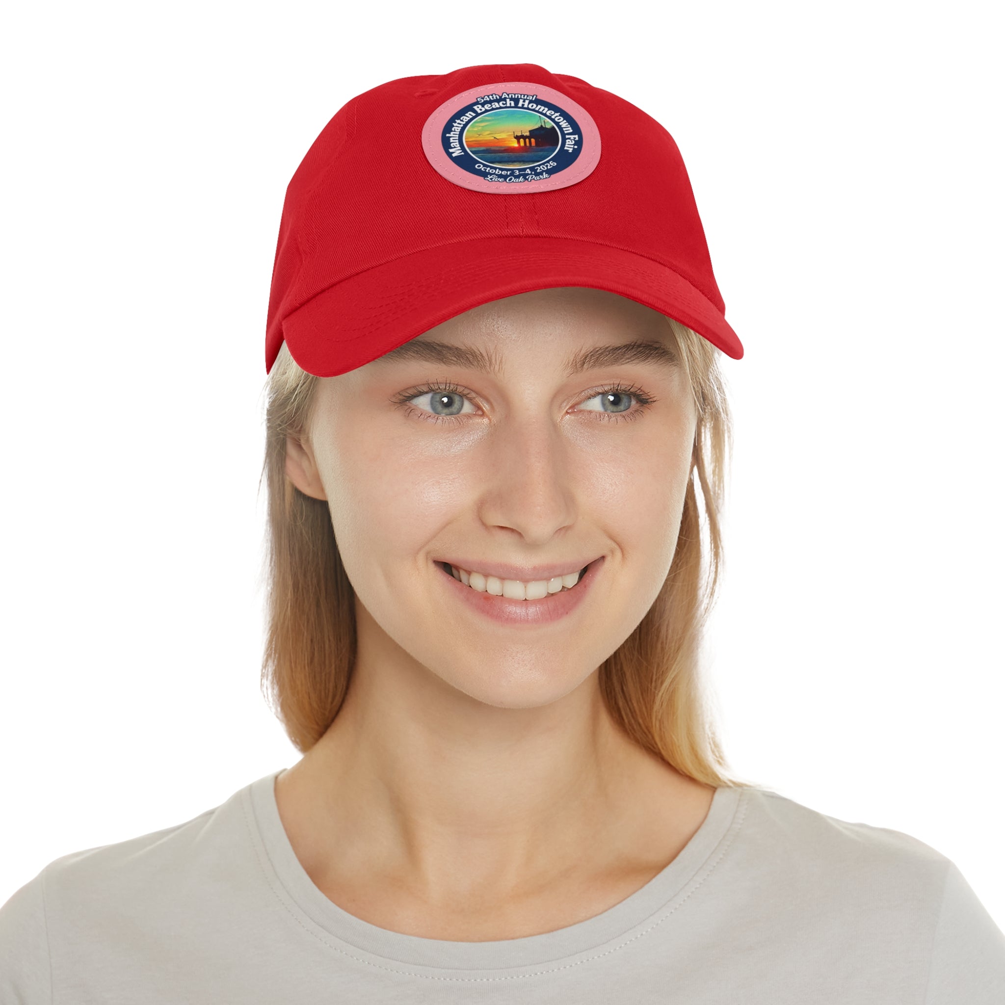 Manhattan Beach Hometown Fair 2026  Beach  Live Oak Park Annual Festival Round Leather Patch Hat