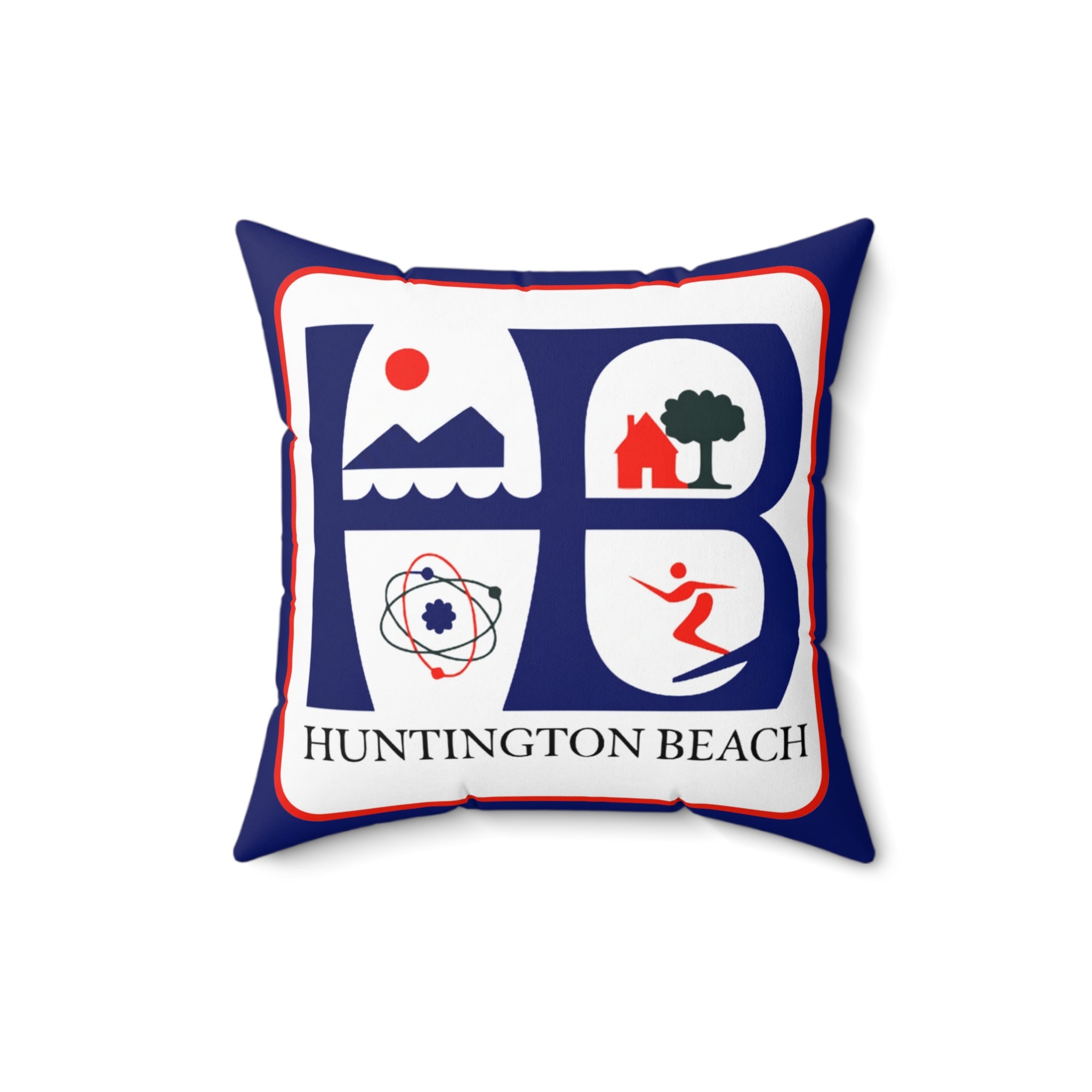 Huntington Beach Icon Pillow — Coastal Surf & Community Decorative Throw Pillow