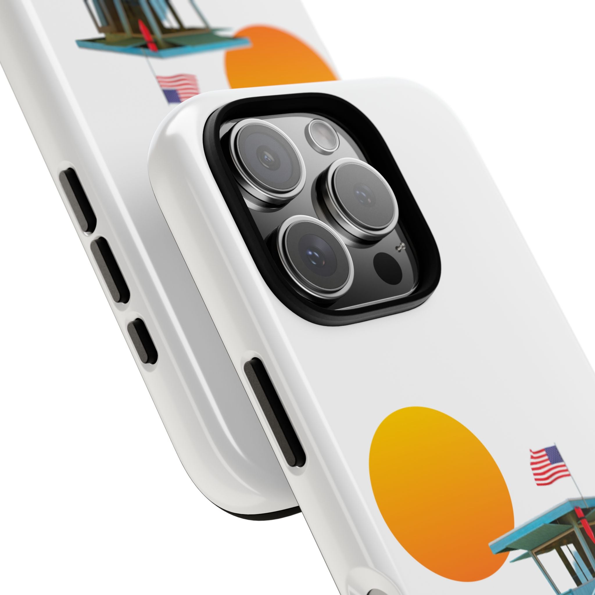 South Bay Lifeguard Stand with American Flag Tough Phone Cases