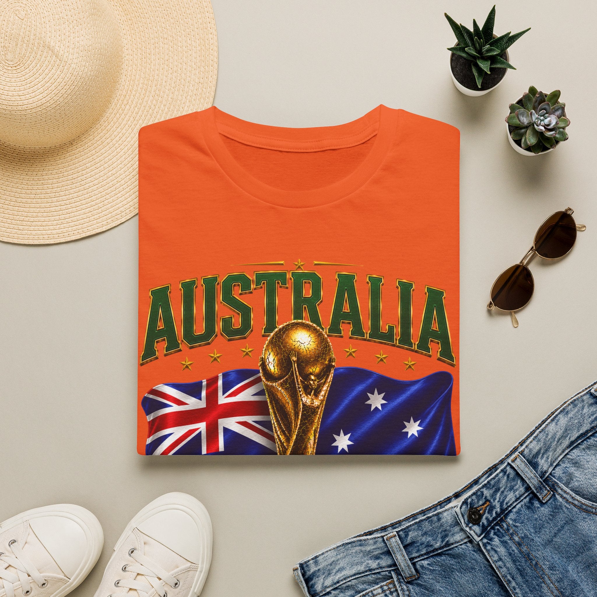 Australia 2026 Soccer World Cup T-Shirt — Aussie Flag & Trophy Design
