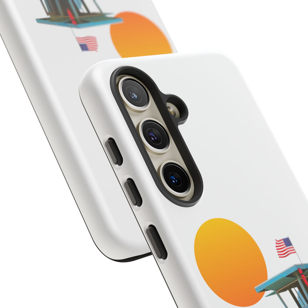 South Bay Lifeguard Stand with American Flag Tough Phone Cases