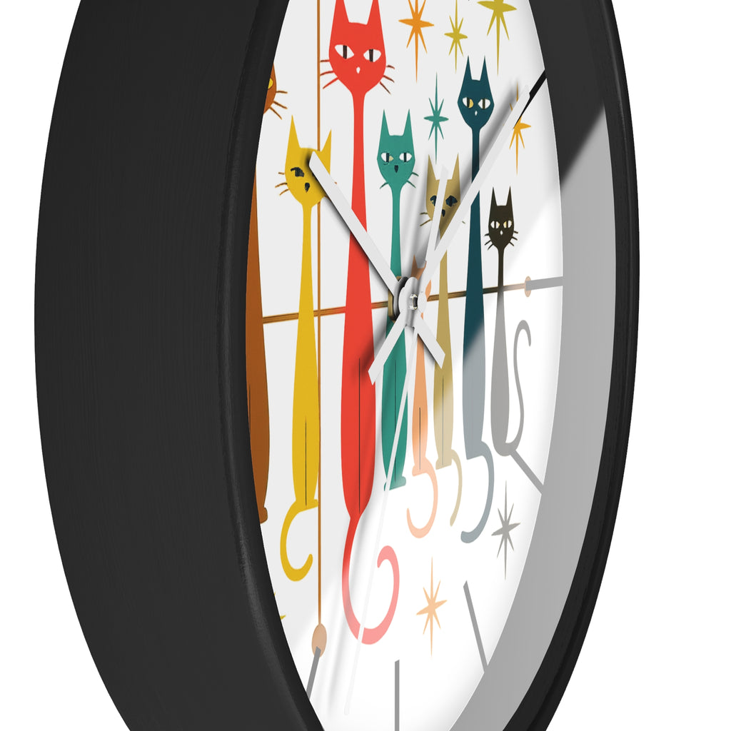 Mid Century Modern Cats Wall Clock | Retro Atomic Kitty Design