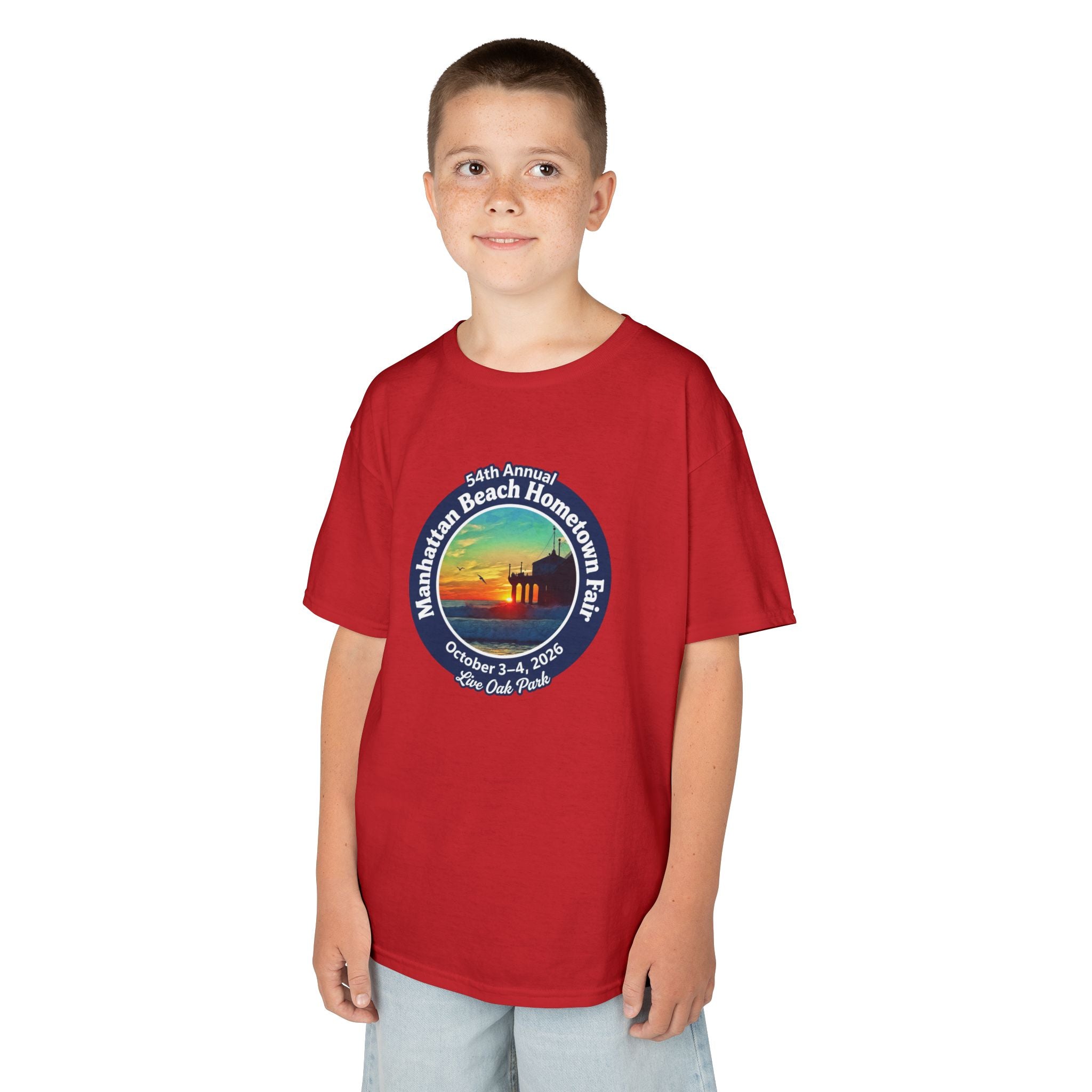 Kids Tee — Manhattan Beach Hometown Fair 2026 Sunset Logo
