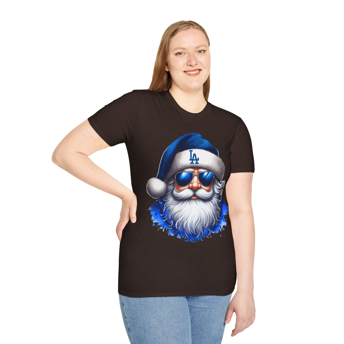 LA Dodgers Blue Santa T-Shirt — Cool Sunglasses Holiday Tee
