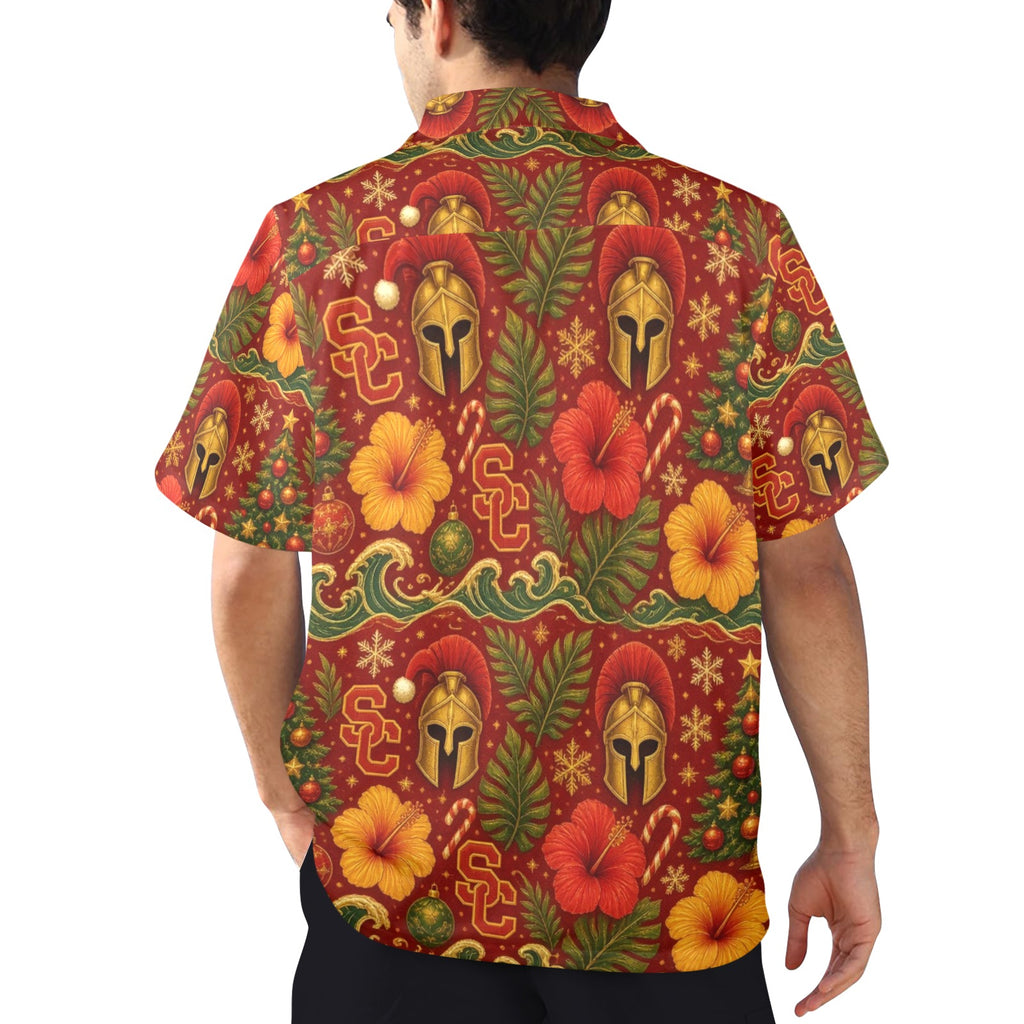 USC Christmas Men's All Over Print Hawaiian Shirt Made In USA Ships to USA Only