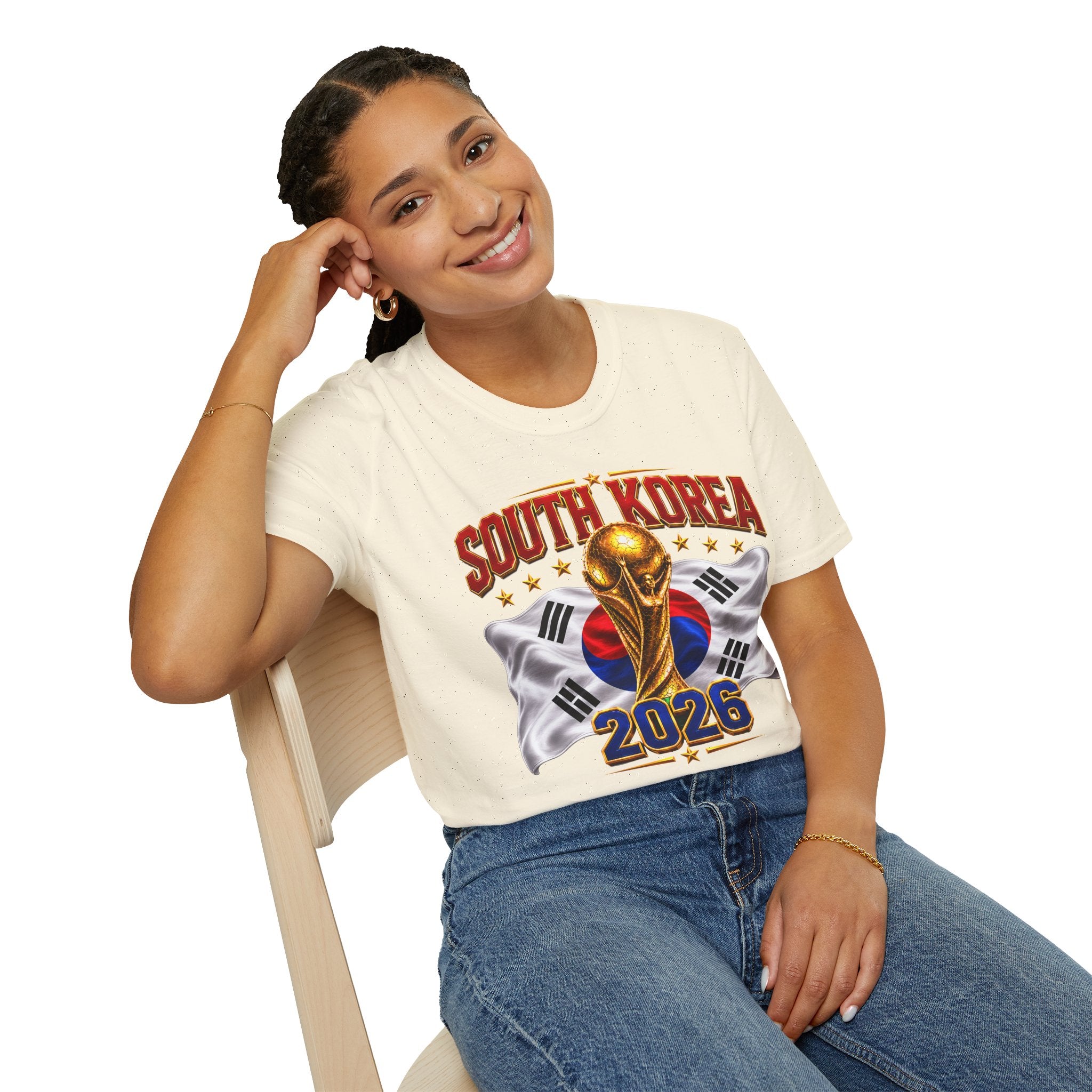 South Korea 2026 Soccer World Cup T-Shirt — Korean Flag & Trophy Football Fan Tee